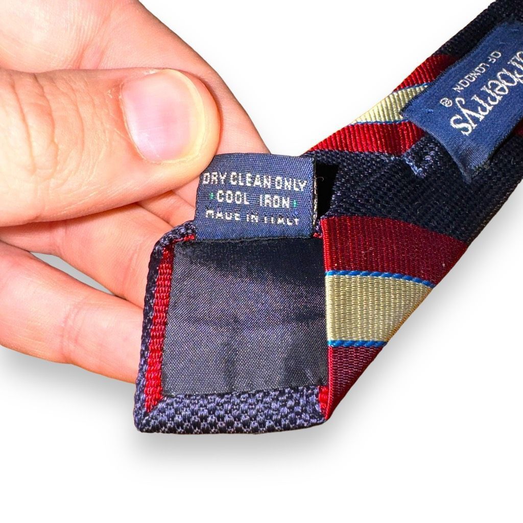 Burberry Burberry London Navy & Red Rep Stripe Handmade Silk Tie Size ONE SIZE - 6 Thumbnail