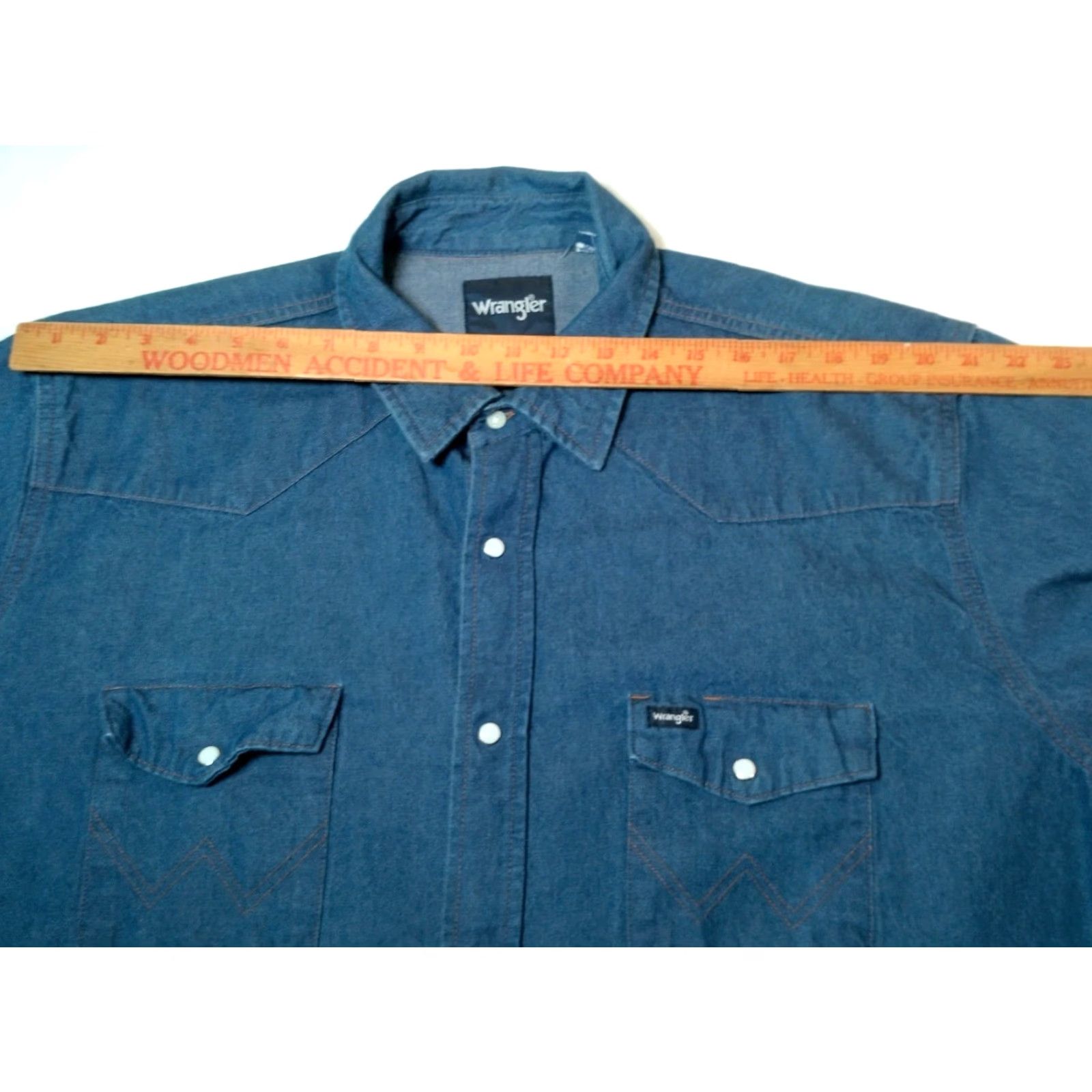 Wrangler Wrangler Denim Pearl Snap Shirt Men 2XT Tall Blue Long Sleeve Ranch Cowboy Rodeo Shirt Size US XXL / EU 58 / 5 - 7 Thumbnail