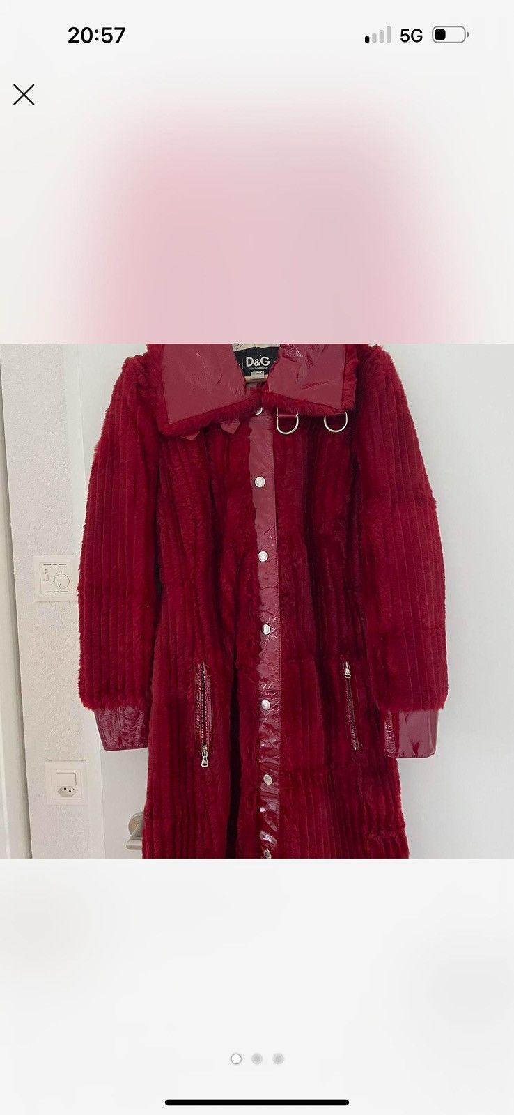 Dolce & Gabbana Vintage D&G Red Faux Fur & Patent Vynil Trench Coat IT38 Size M / US 6-8 / IT 42-44 - 4 Thumbnail