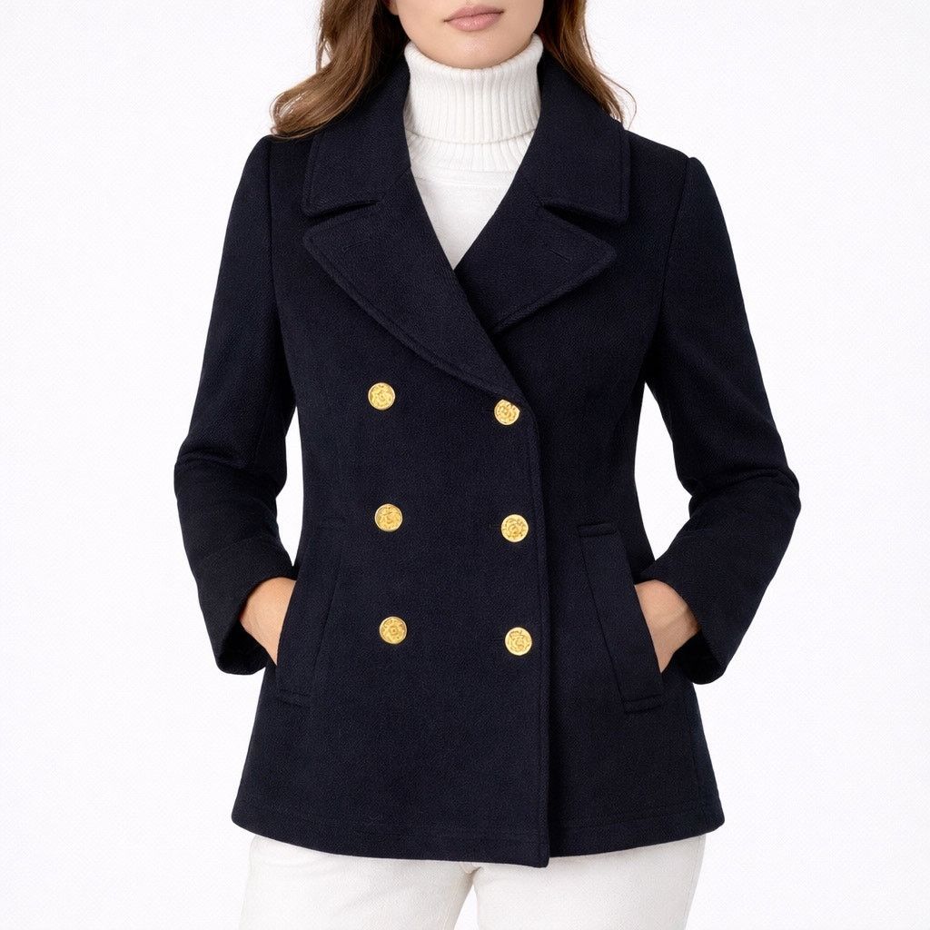 J.Crew J. Crew Wool Blend Double Breasted Short Coat Navy Size 2 Size XS / US 0-2 / IT 36-38 - 1 Thumbnail