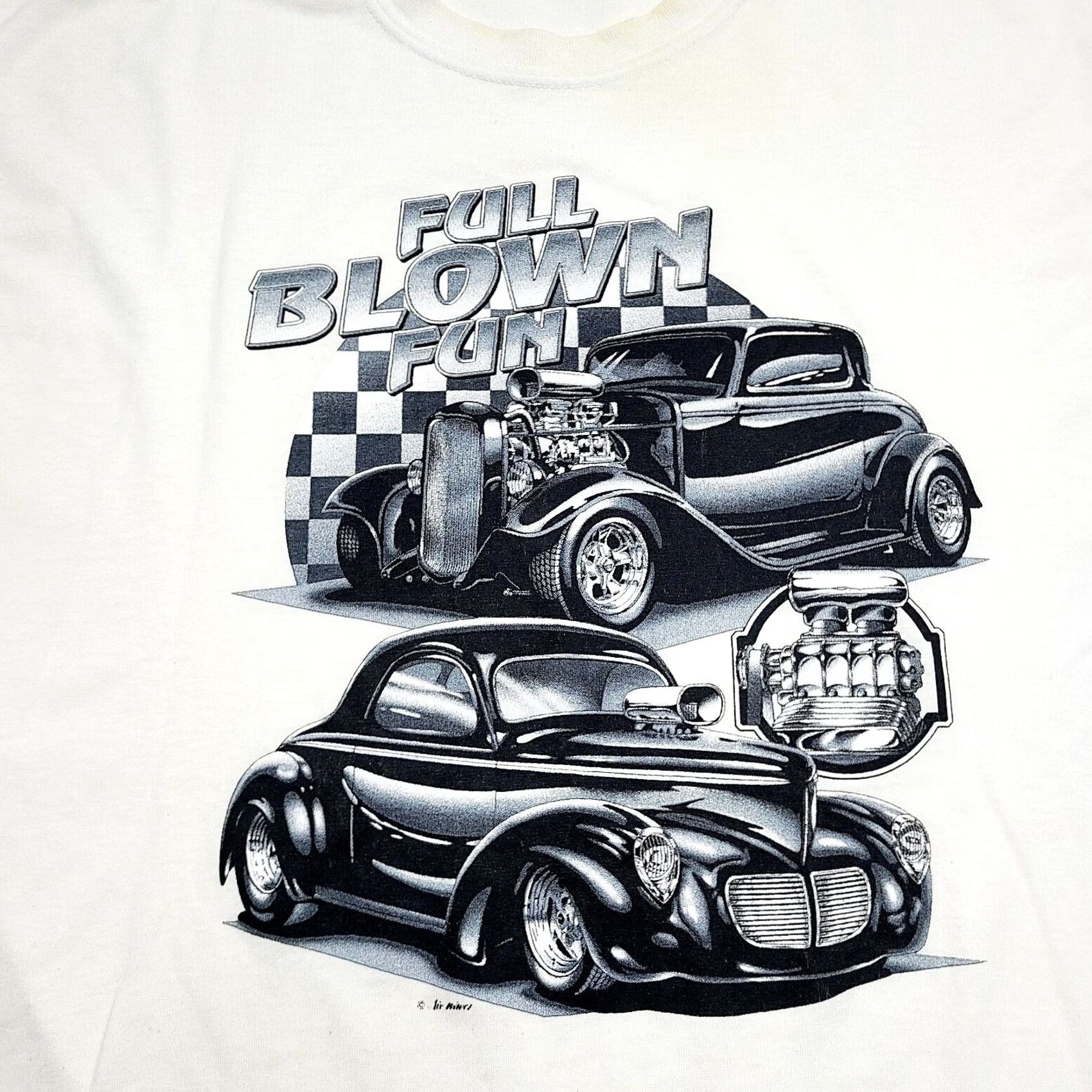 Gildan VINTAGE Cruisin Hot Rod Car Show T-shirt Size XL White “Full Blown Fun” Mens Size US XL / EU 56 / 4 - 2 Thumbnail