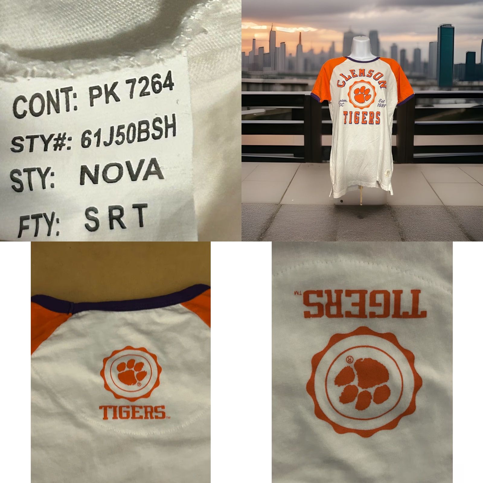 Vintage VINTAGE Clemson University Tigers Ringer Shirt Women Medium White Orange Press Box Size M / US 6-8 / IT 42-44 - 9 Thumbnail