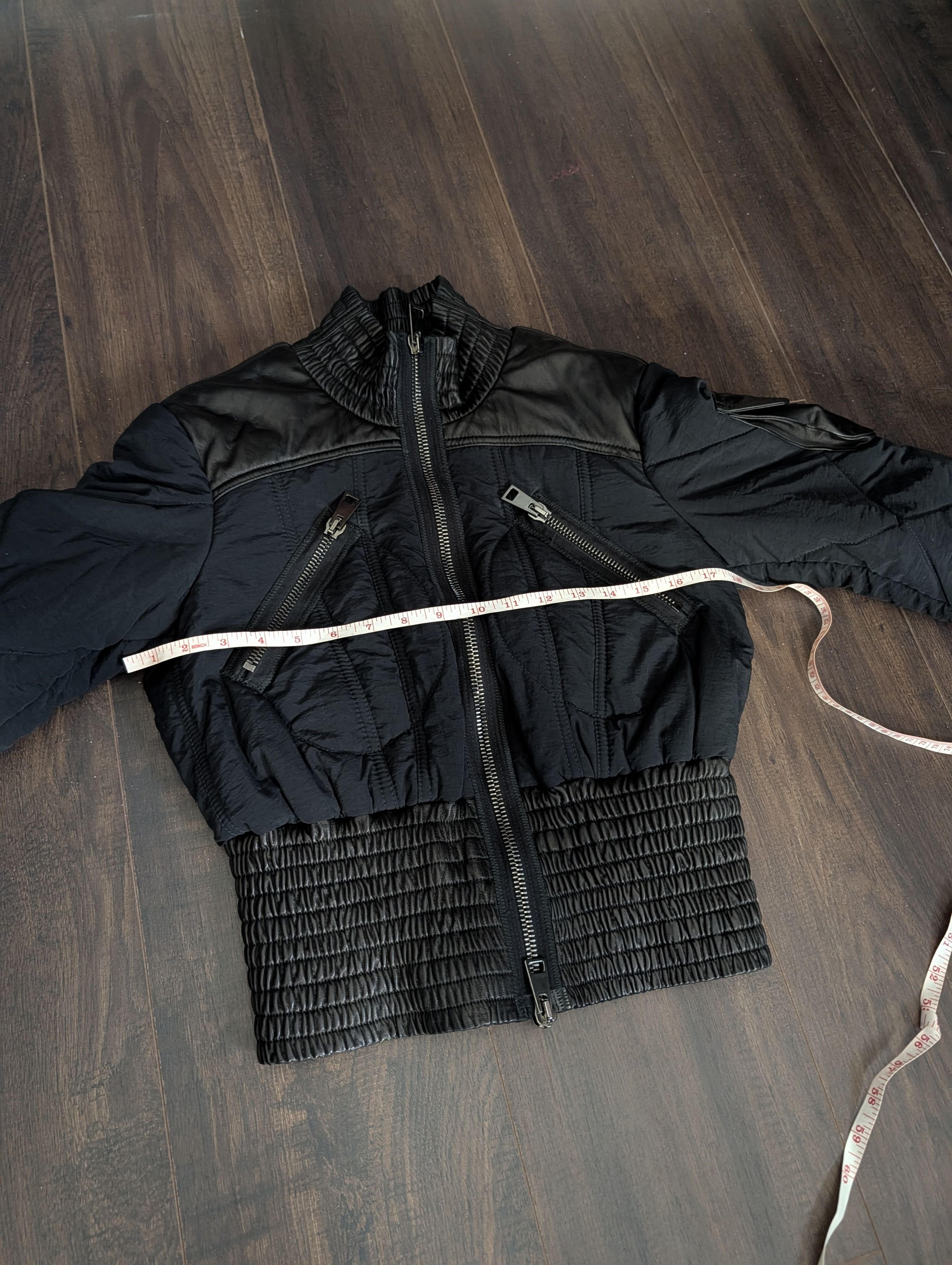 Italia Independent RONCARATI Lamb Leather Quilted Nylon Cropped Bomber Size M / US 6-8 / IT 42-44 - 20 Thumbnail