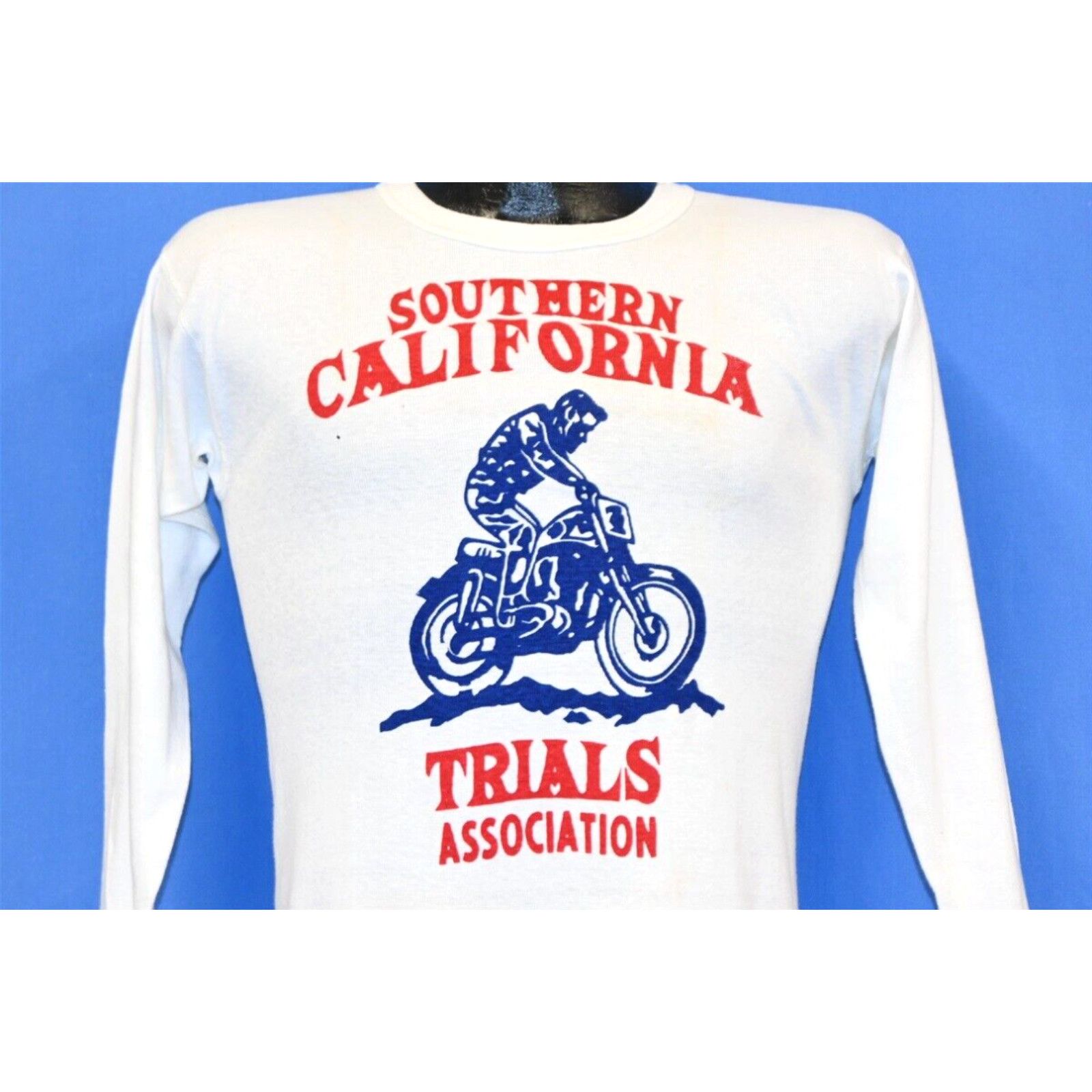 image of Vintage 60S Southern California Trials Association Scta Rib Knit Long sleeve T-Shirt Xs in White