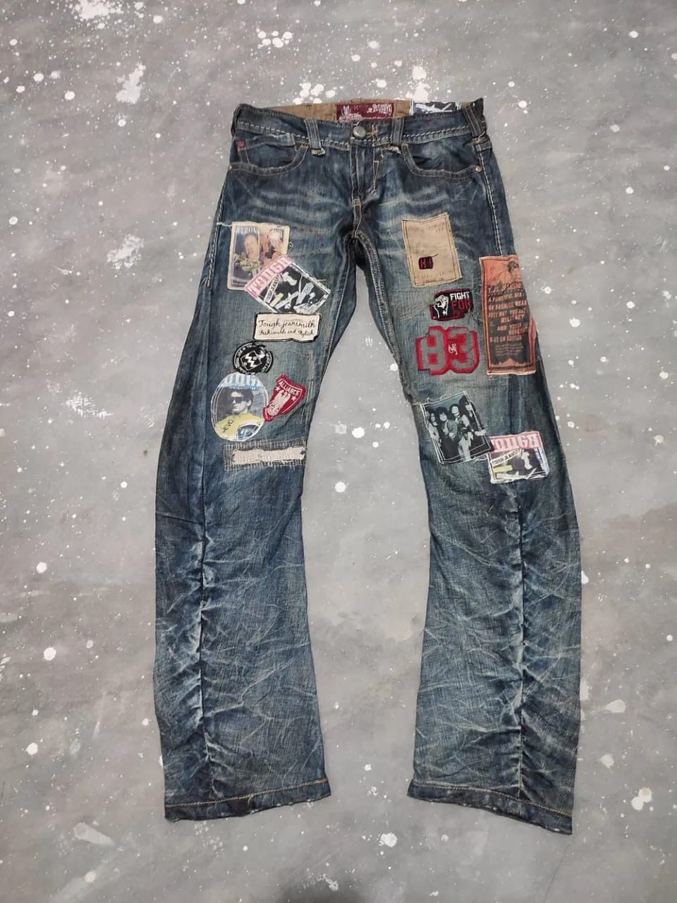 Japanese Brand Tough Jeansmith Nice Art Patches Punk Jeans Pants Size US 29 - 1 Thumbnail
