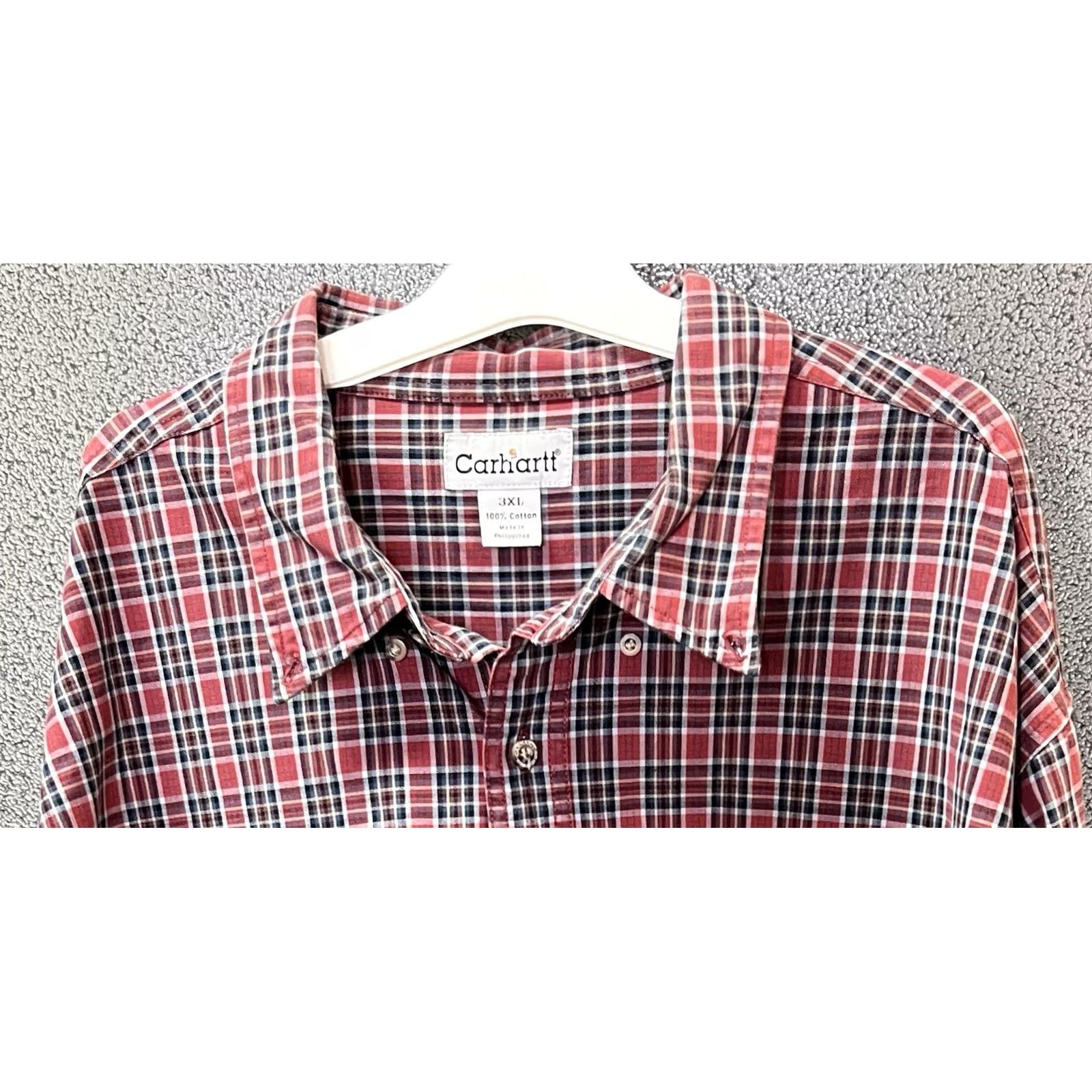 Carhartt Carhartt Mens 3XL Plaid Button-Up Work Shirt Long Sleeve Cotton Red Size US XXL / EU 58 / 5 - 3 Thumbnail