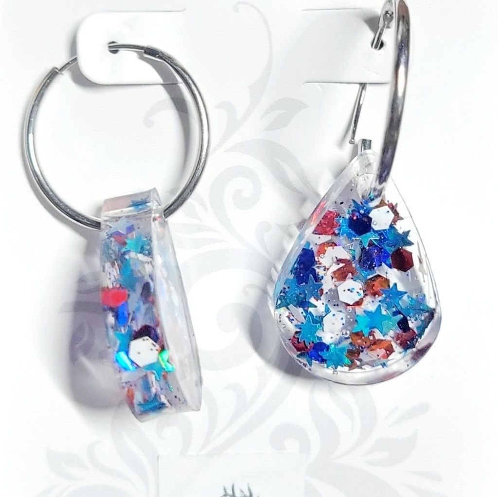 Handmade Patriotic 4th Of July Red White And Blue Teardrop Earrings Size ONE SIZE - 3 Thumbnail