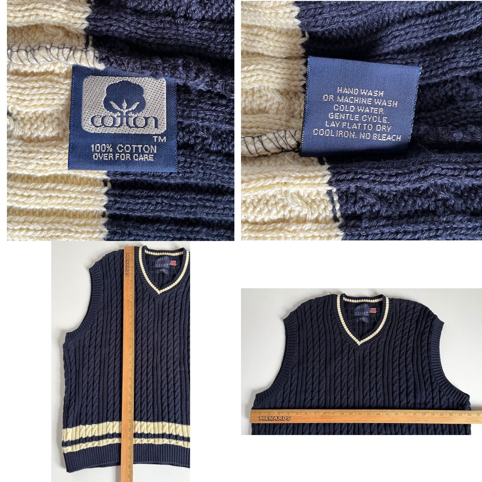 Vintage VINTAGE Old Glory Men’s Sweater Vest Knit Cable-NK V-Neck Sleeveless Navy 2XL Tall 90s Retro Size US XXL / EU 58 / 5 - 9 Thumbnail