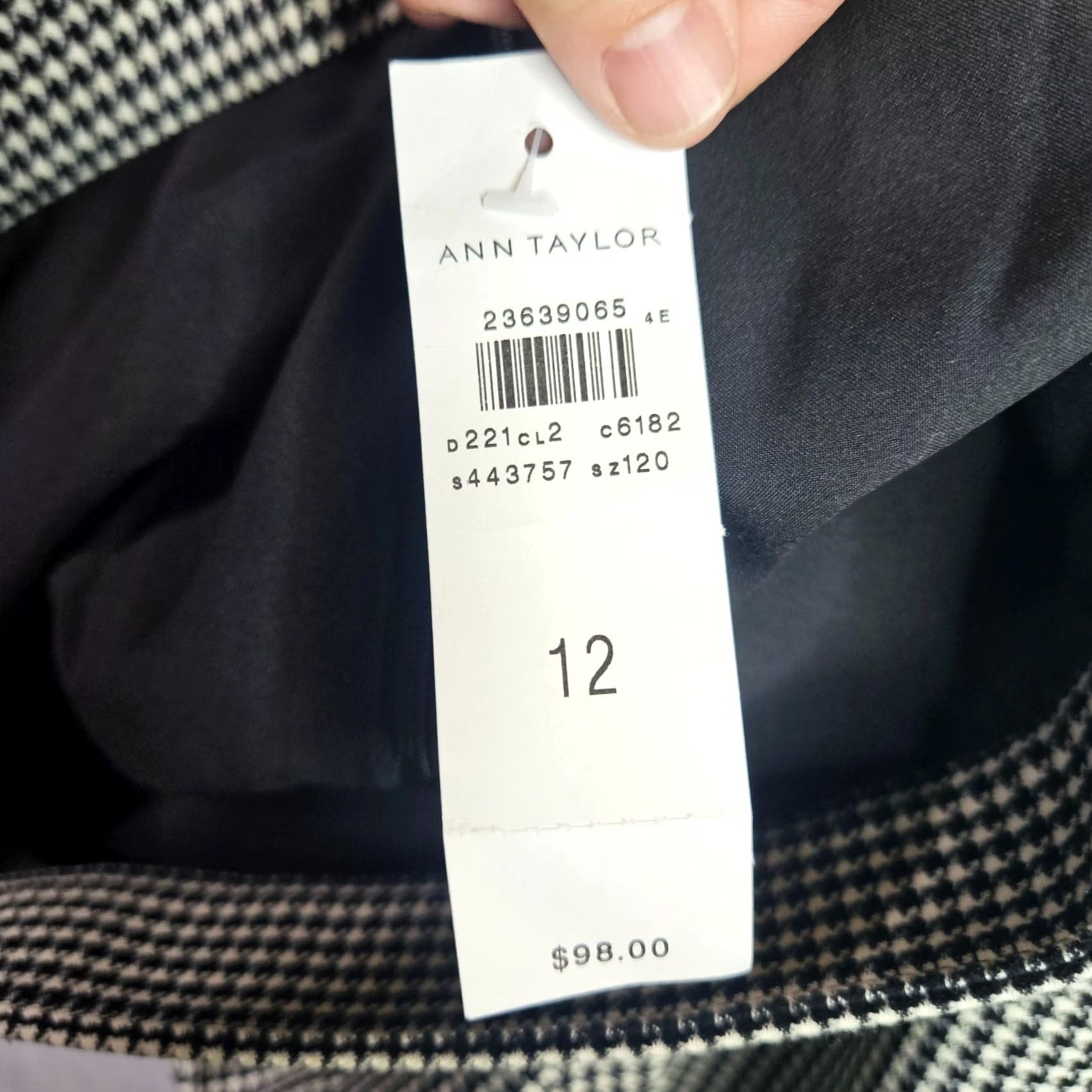 Ann Taylor Ann Taylor Skirt Women 12 Houndstooth Knee Length Multicolor Polyester Rayon Flare All Seasons Lined Button Zip NEW Womens Size 34" / US 12 / IT 48 - 3 Thumbnail