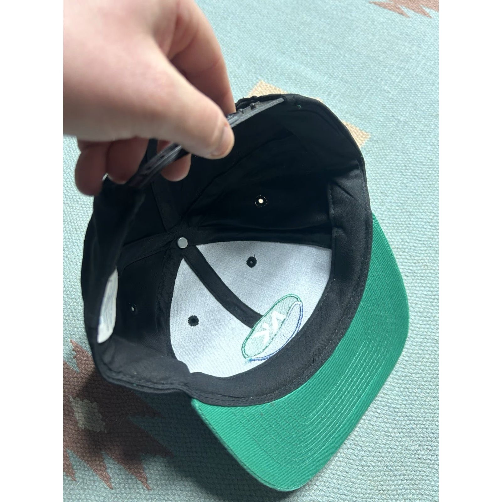Vintage VINTAGE Unbranded SnapBack hat cap NK seeds black teal embroidered farm feed adjustable Men Size ONE SIZE - 6 Thumbnail