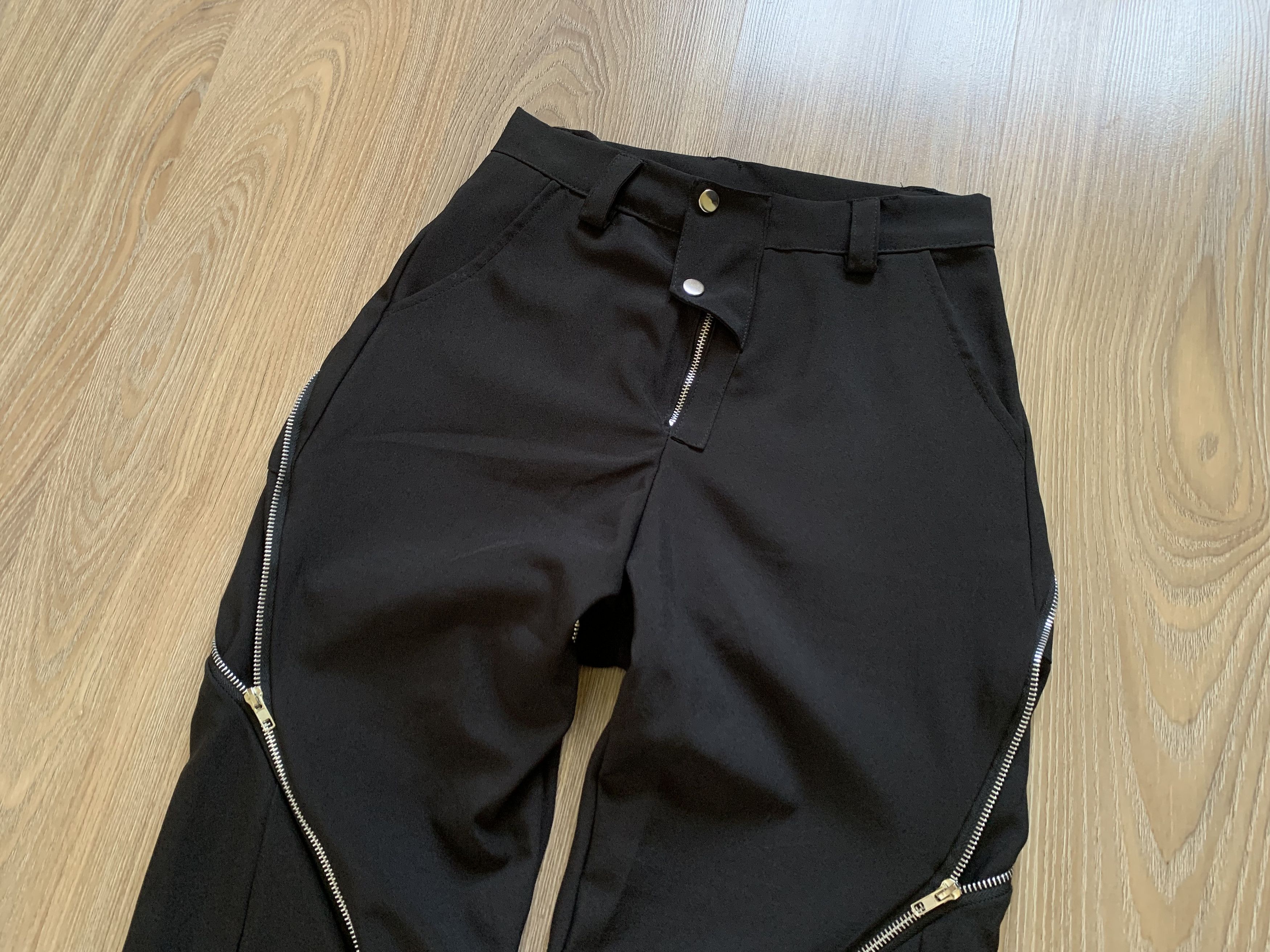 Handmade Designer Women’s Handmade Black Zip Pants Size 27" / US 4 / IT 40 - 4 Thumbnail