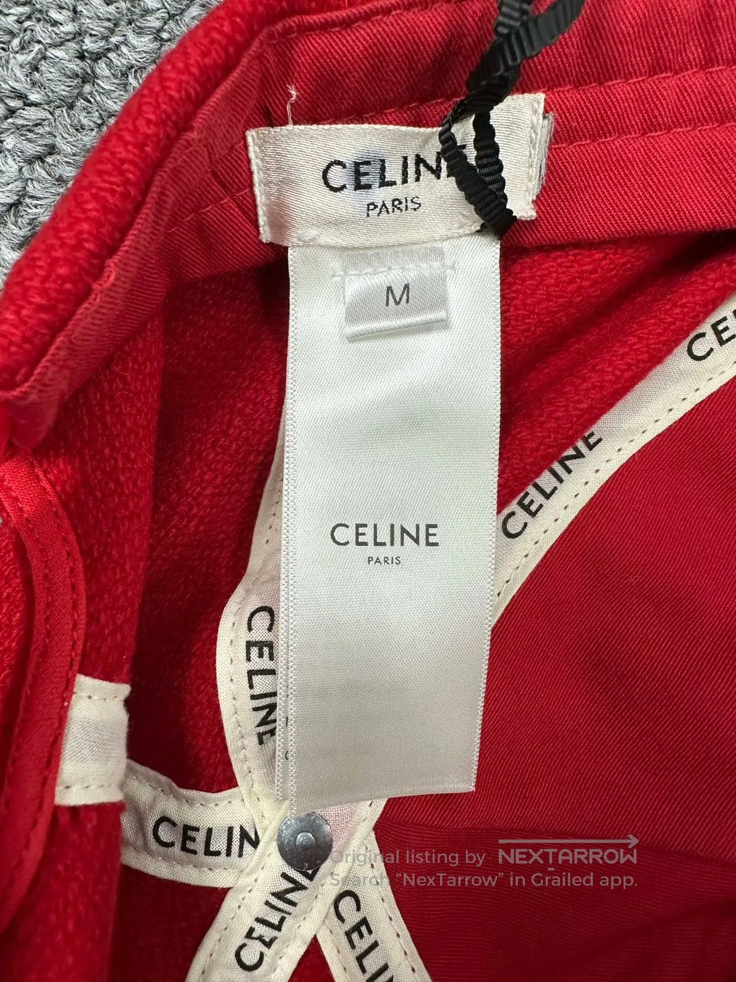 Celine Celine size M White and Red Velvet C Logo Embroidered Base Size ONE SIZE - 4 Thumbnail