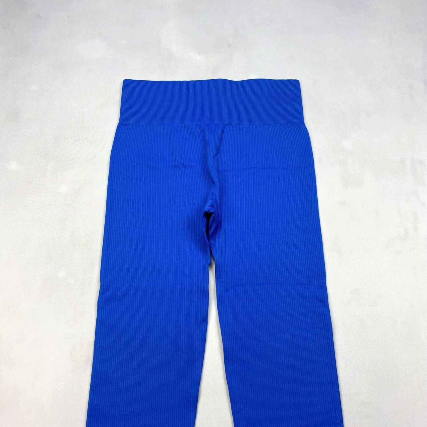 Vintage OQQ High Waist Ribbed Leggings Pants Large Blue Women Regular Ankle Gym Yoga Pilates Size 36" / US 14 / IT 50 - 3 Thumbnail