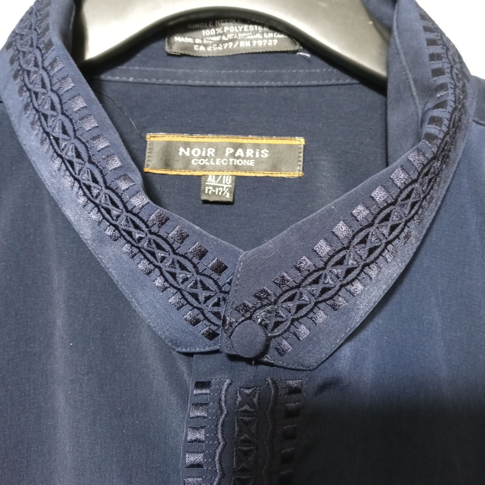 Other Noir Paris XL Dress Shirt Blue Embroidered Long Sleeve Butto Size US XL / EU 56 / 4 - 11 Thumbnail