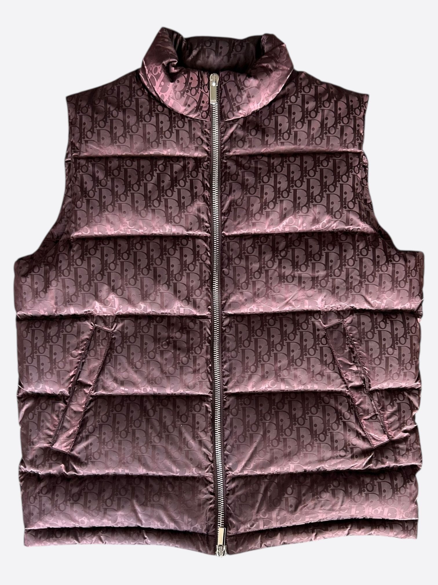 Dior Dior Burgundy Oblique Puffer Vest Size US XL / EU 56 / 4 - 1 Thumbnail