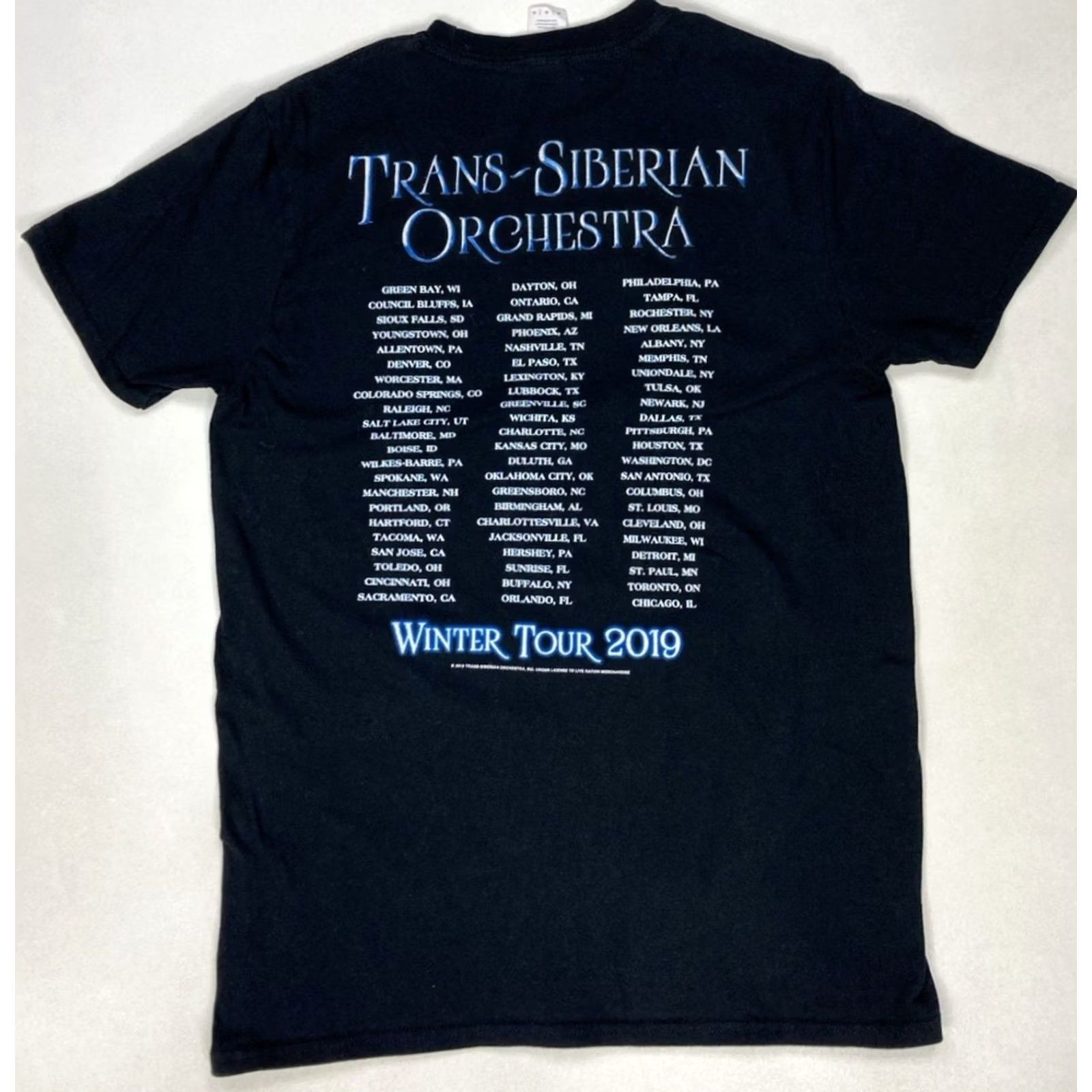 Gildan Trans Siberian Orchestra Winter Tour 2019 Graphic T-shirt Men Medium Black Music Shirt Size US M / EU 48-50 / 2 - 3 Thumbnail