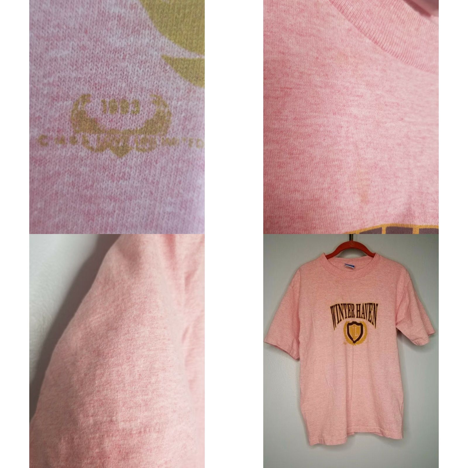 Vintage VTG 80s Mens L T Shirt Winter Haven FL Travel Souvenir USA Pink Single Stitch Graphic Print Short Sleeve Crew Neck Cotton Shirt Men Size US L / EU 52-54 / 3 - 8 Thumbnail