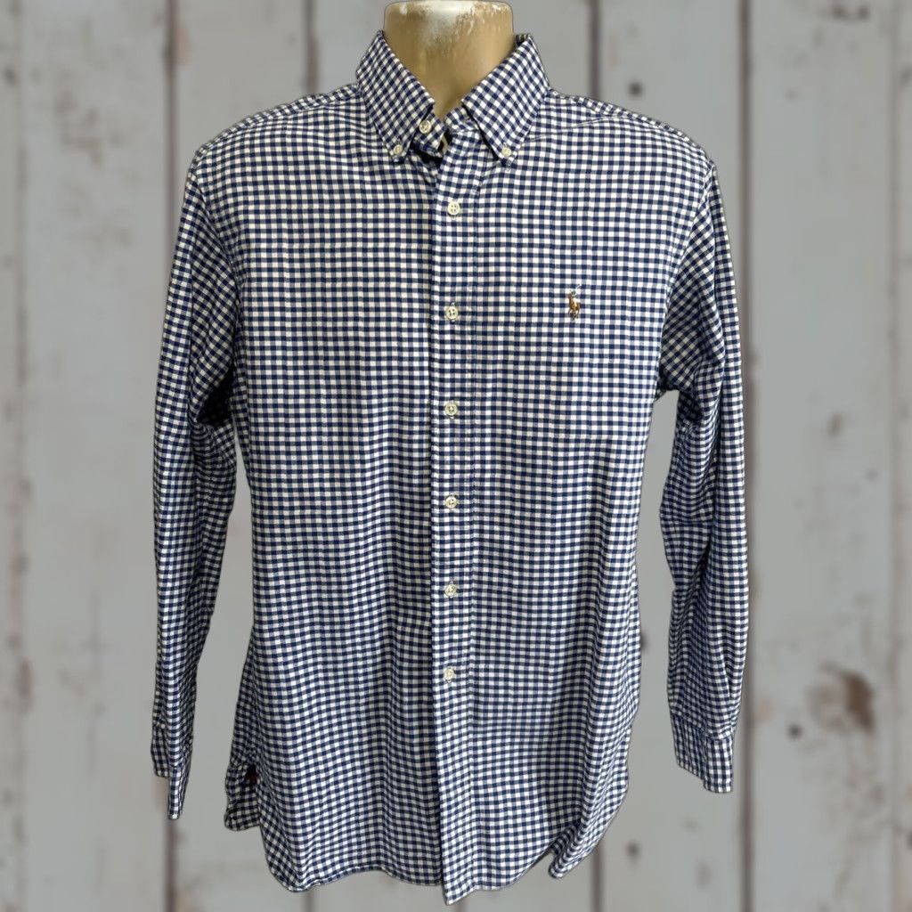 Polo Ralph Lauren Polo Ralph Lauren Shirt Mens M Blue Oxford Gingham Check Cotton Button-Up Button-Down Collar Embroidered Classic Fit Regular Short Sleeve? Size US M / EU 48-50 / 2 - 1 Thumbnail