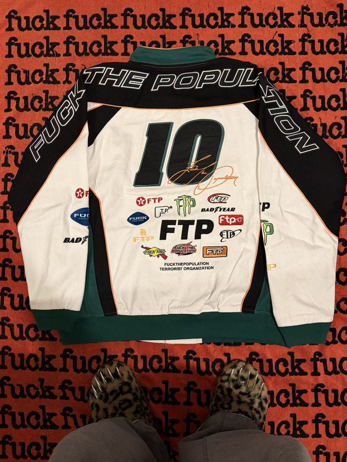 Fuck The Population FTP Pit-crew Jacket (WHITE) Size US XL / EU 56 / 4 - 2 Thumbnail