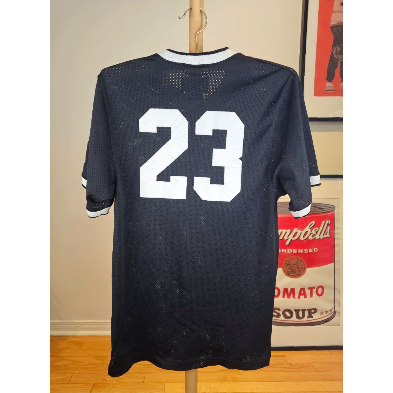 Nike VINTAGE NIKE BLACK AIR JORDAN V NECK JERSEY SZ SMALL T-Shirt Mens Short Sleeve 1980s 1990s Graphic Print All Seasons Size US S / EU 44-46 / 1 - 6 Thumbnail