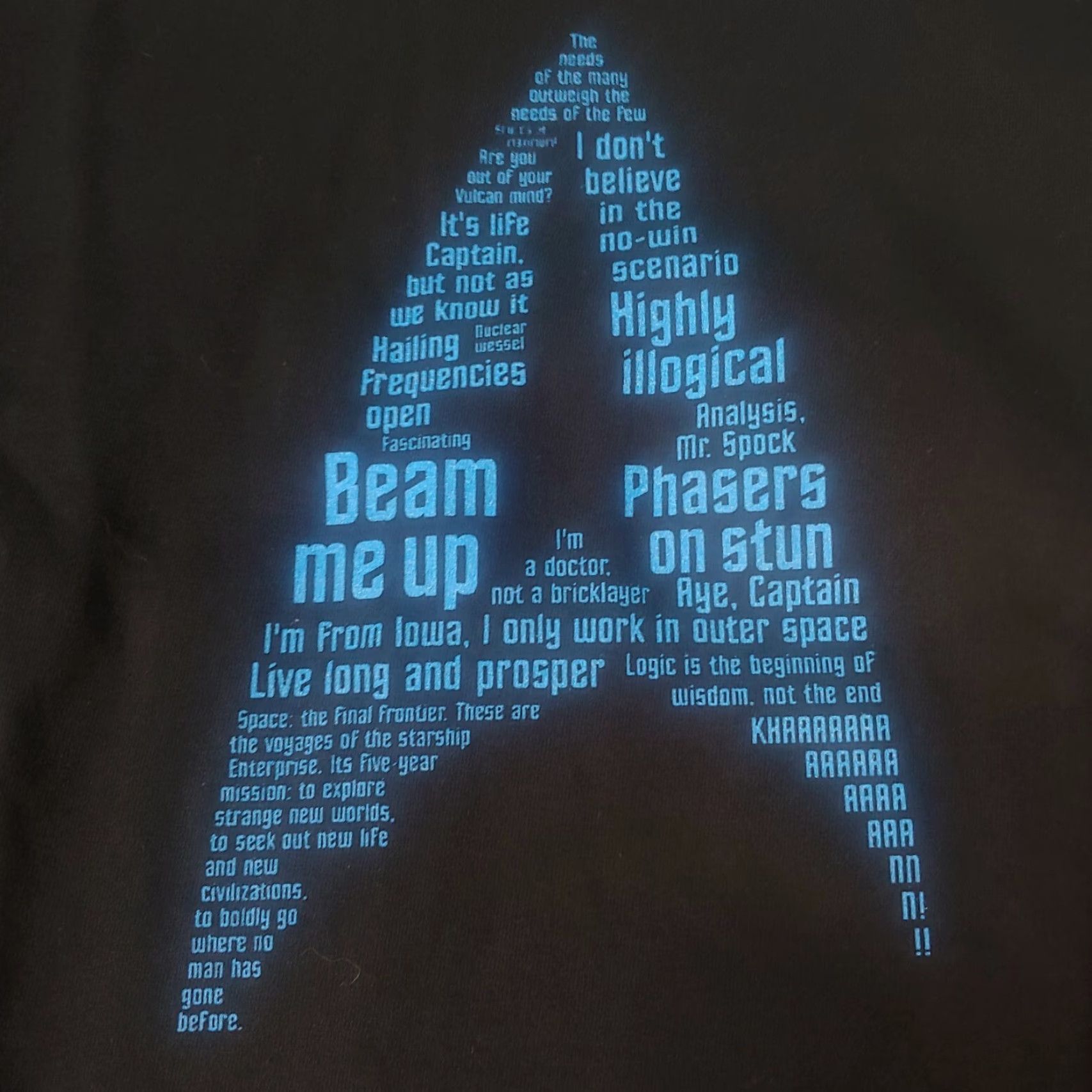 Hanes Star Trek Shirt 2XL Delta Shield Sci Fi Star Trek Quotes Trekkie TV Blue Black Crew Neck Hanes Graphic Print Men Regular Shirt Size US XXL / EU 58 / 5 - 2 Thumbnail