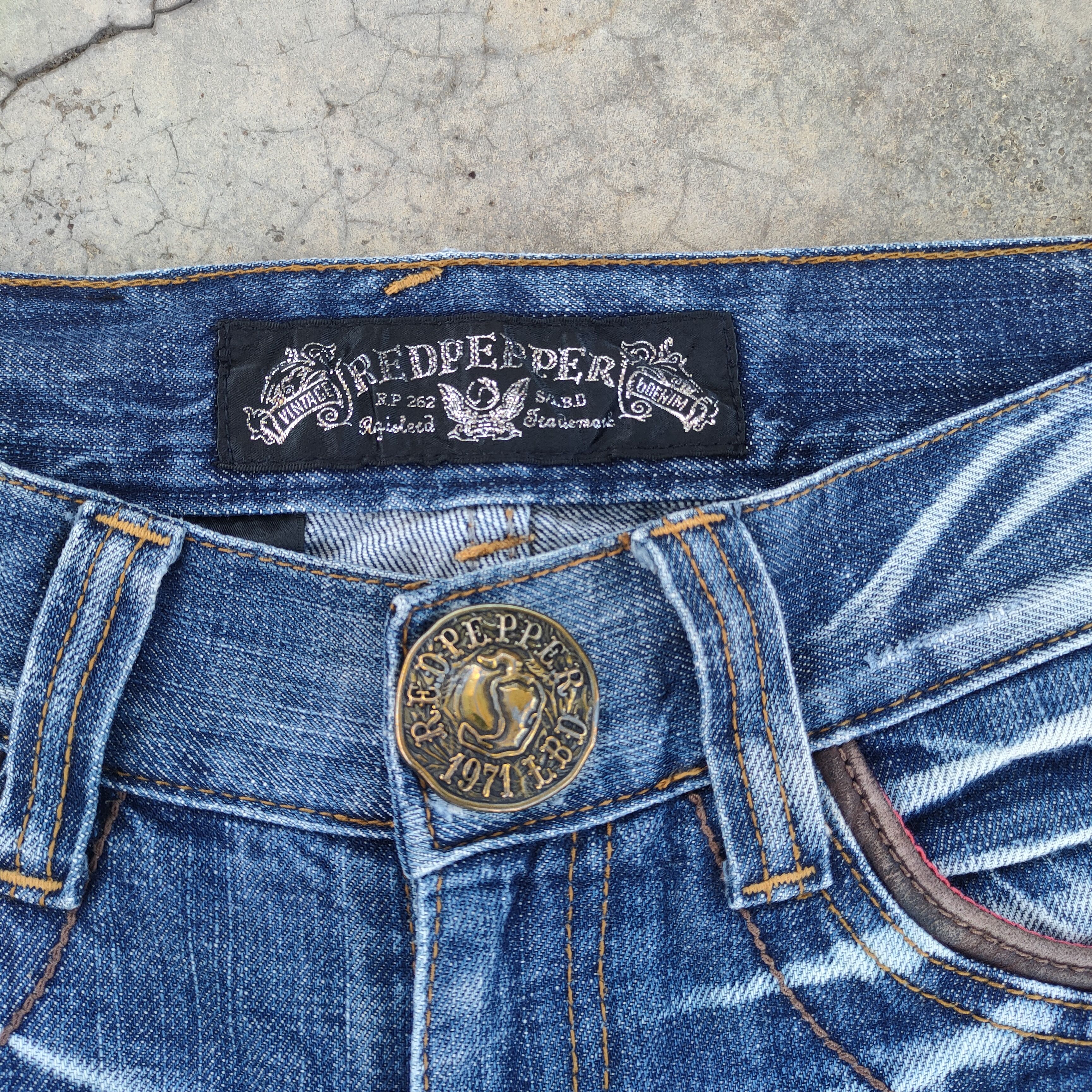 Japanese Brand W30×33 VINTAGE RED PEPPER FADED DISTRESSED JEAN DENIM PANTS Size US 30 / EU 46 - 5 Thumbnail