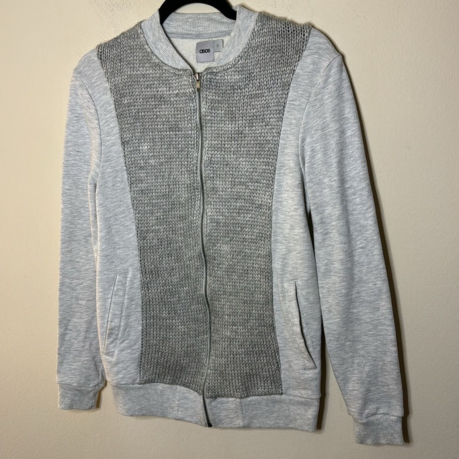 Asos ASOS Men’s Gray Wool Front Knit Zip Up Sweater Size S Size US S / EU 44-46 / 1 - 2 Thumbnail
