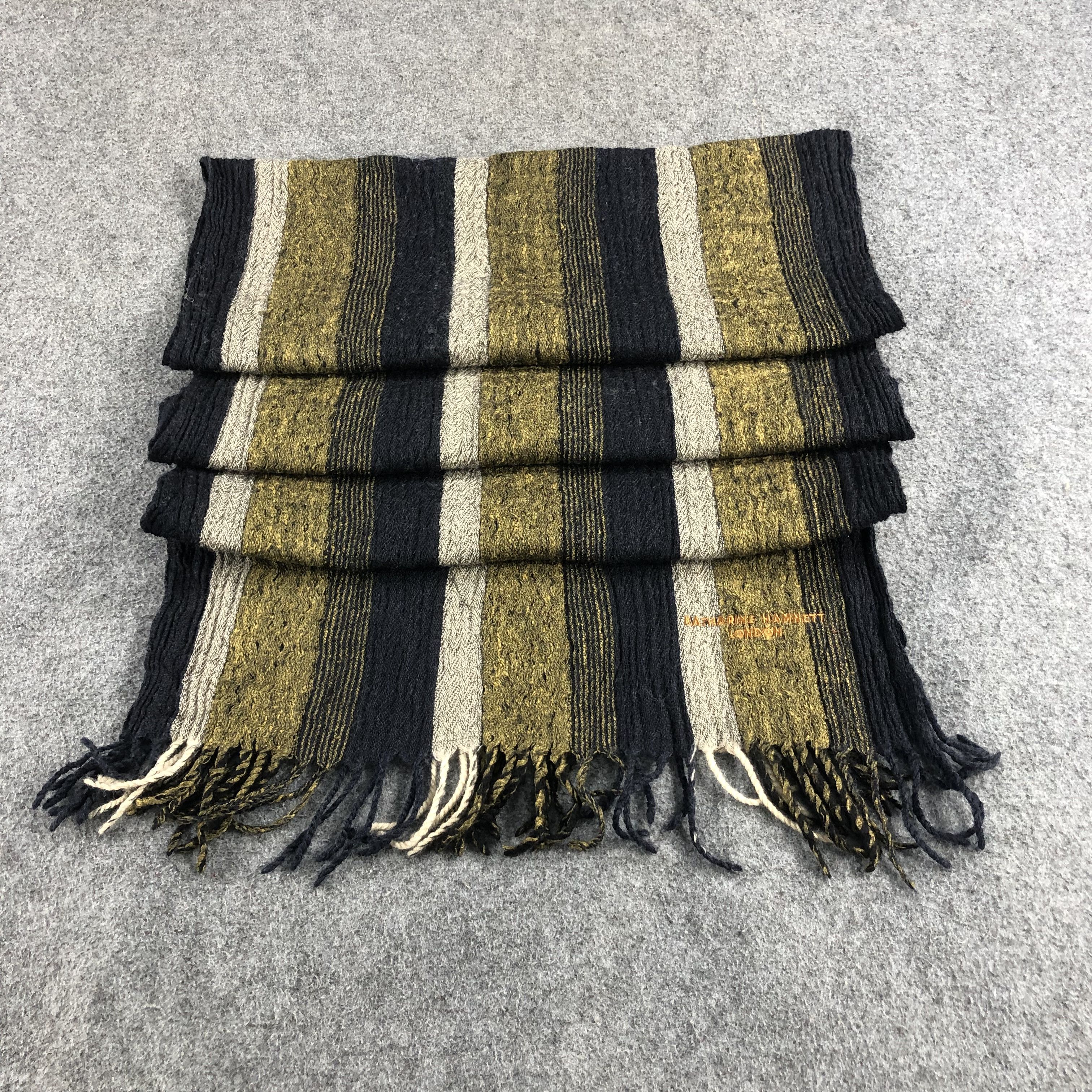 Katharine Hamnett London Katahrine Hamnett London Striped Wool Scarf Muffler V673 Size ONE SIZE - 2 Thumbnail