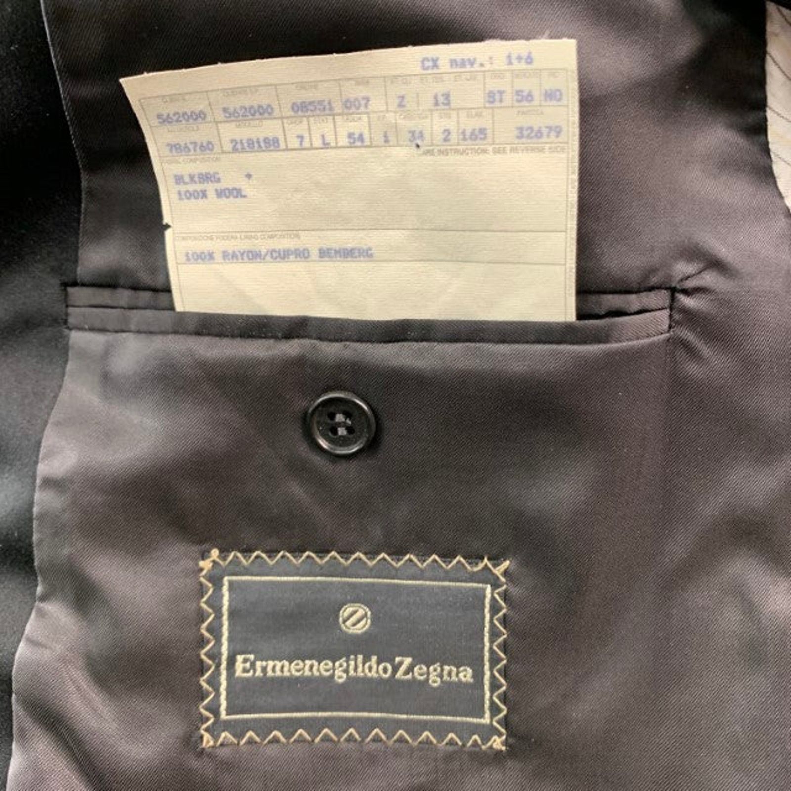 Ermenegildo Zegna ERMENEGILDO ZEGNA Size 40 Black Wool Peak Lapel Sport Coat Size 40R - 8 Thumbnail