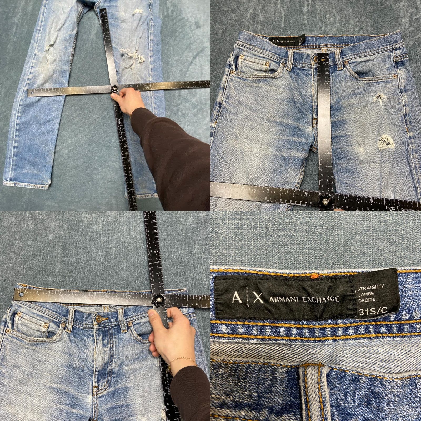 Armani Exchange Armani Exchange Jeans Mens 31 Regular 5-Pocket Blue Straight Denim Comfort Stretch Embroidered Jeans Size US 31 - 9 Thumbnail