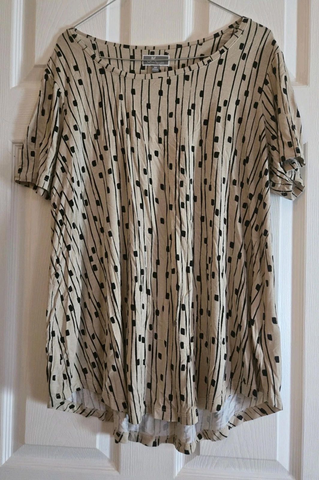 Other JM Collection Woman Top Blouse Size 0X Cream Beige Black Sho Size XL / US 12-14 / IT 48-50 - 2 Thumbnail