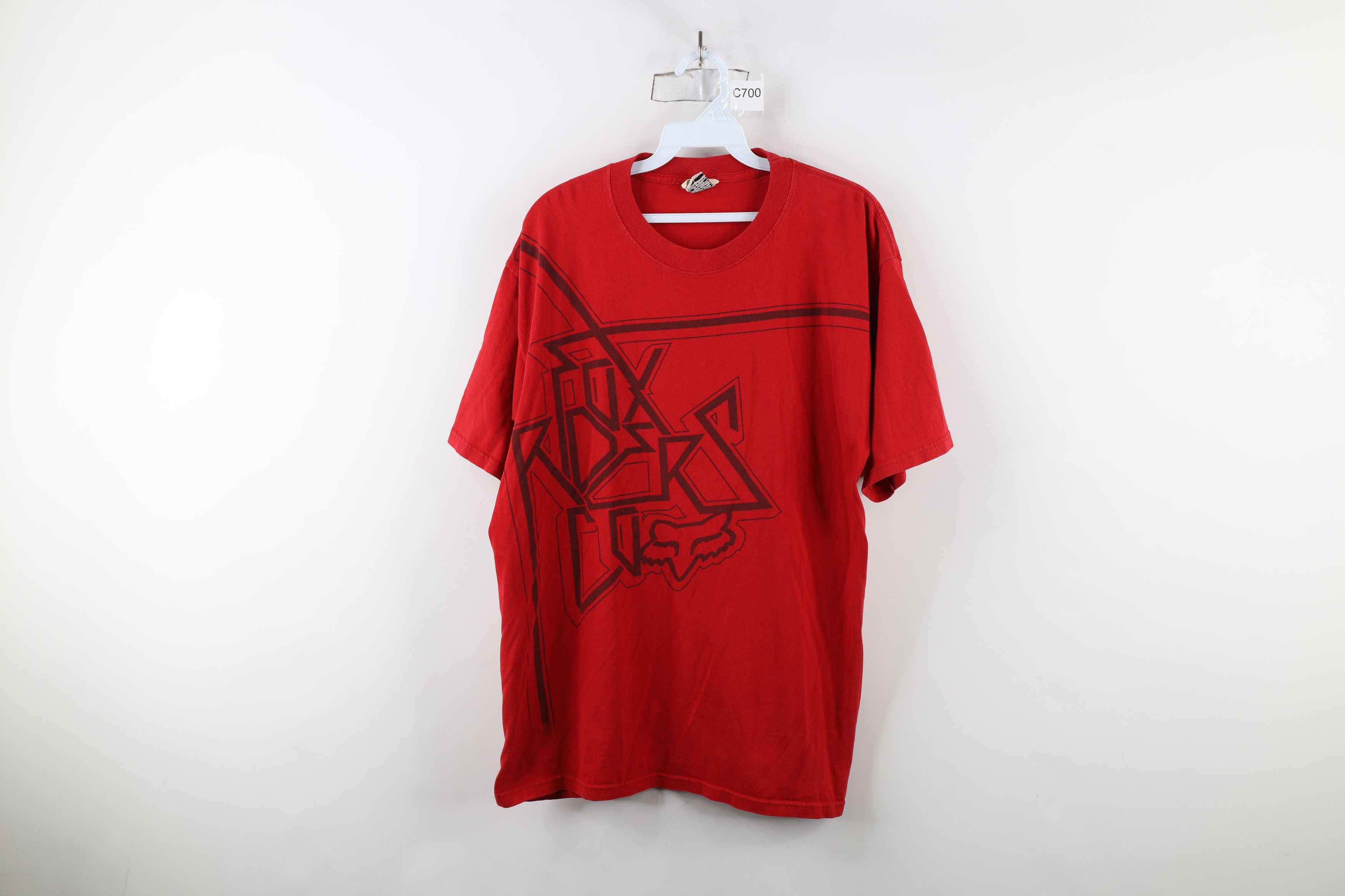 Fox Racing × Vintage Vintage 90s Fox Racing Spell Out Big Logo T-Shirt Red Size US L / EU 52-54 / 3 - 1 Thumbnail