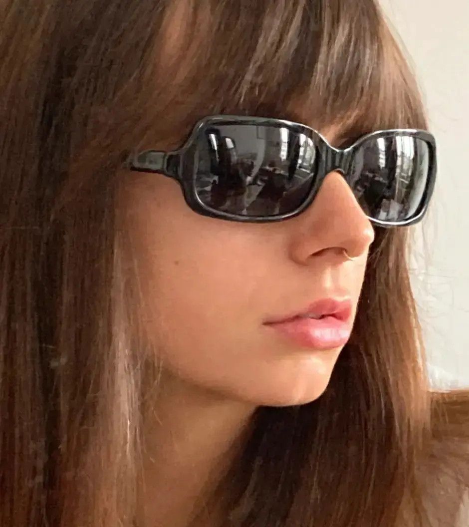 Prada × Vintage PRADA Sunglasses Rectangle Wrap Shield Metal Symbole RI921 Size ONE SIZE - 1 Thumbnail