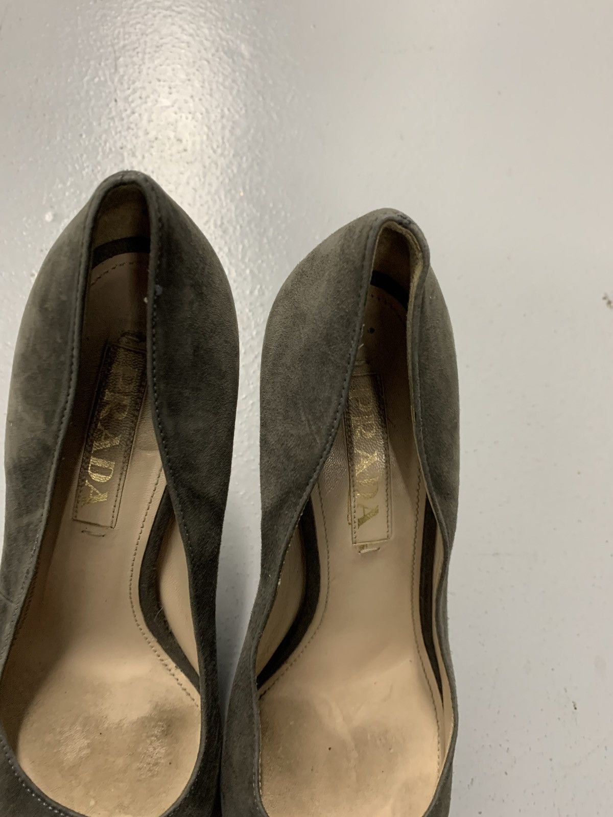 Prada Prada Olive Grey Suede Pumps - Size 36 US 6 Size US 6 / IT 36 - 8 Thumbnail
