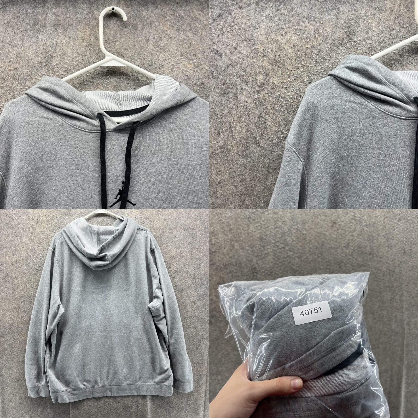 Jordan Brand Jordan Hoodie Mens XL Gray Dri-FIT Pullover Fleece Sweatshirt Jumpman Logo Size US XL / EU 56 / 4 - 8 Thumbnail