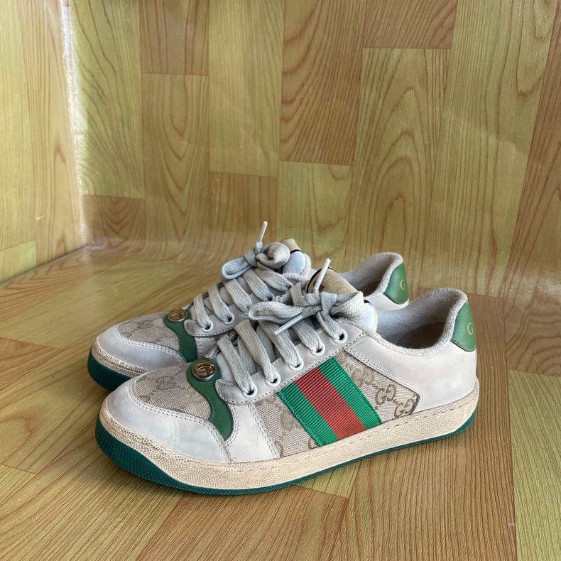 Gucci Gucci Size 36.5 White and green dirty shoes 2501-Nextarrow Size US 5 / EU 37 - 1 Thumbnail