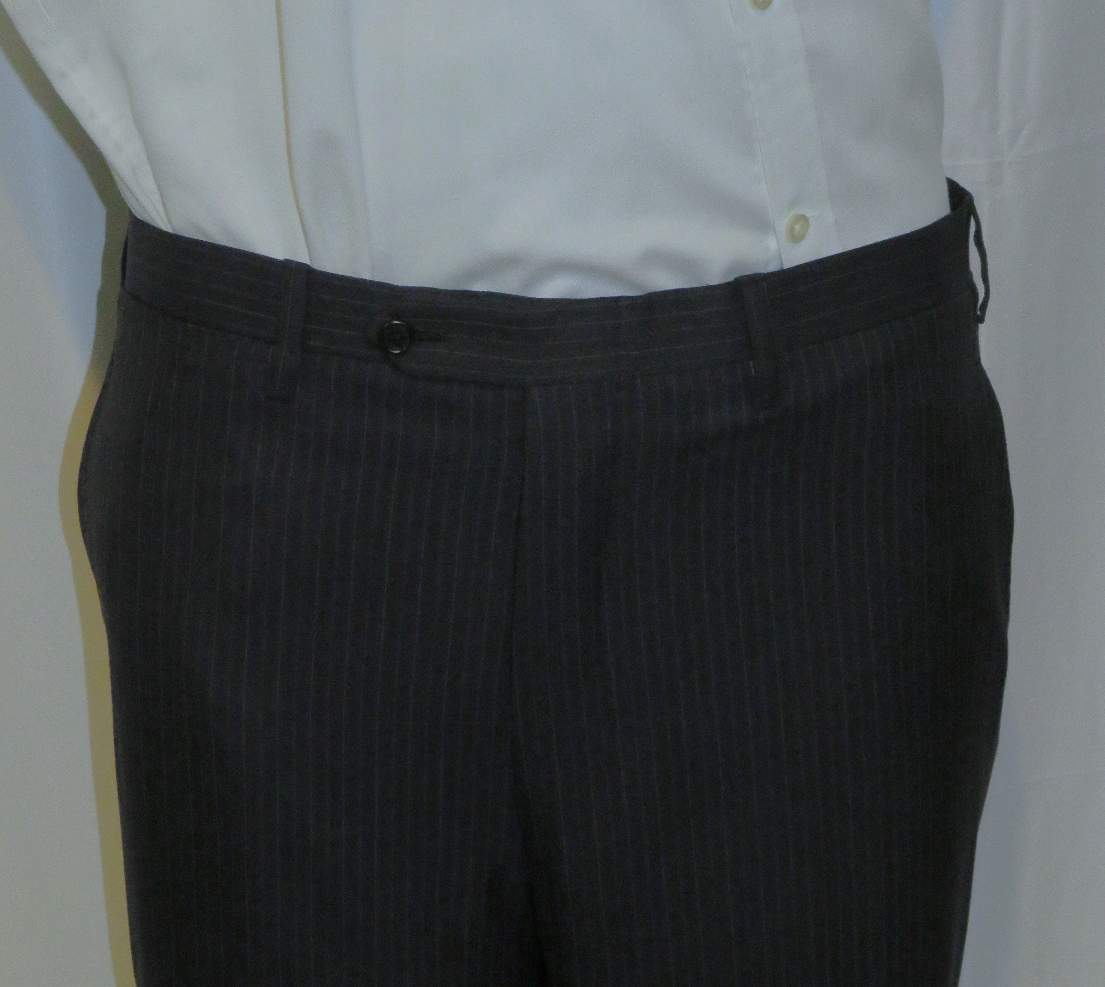 Kiton Super 180 Navy Striped Hand Made Three Button Suit 46S Size 46S - 13 Thumbnail