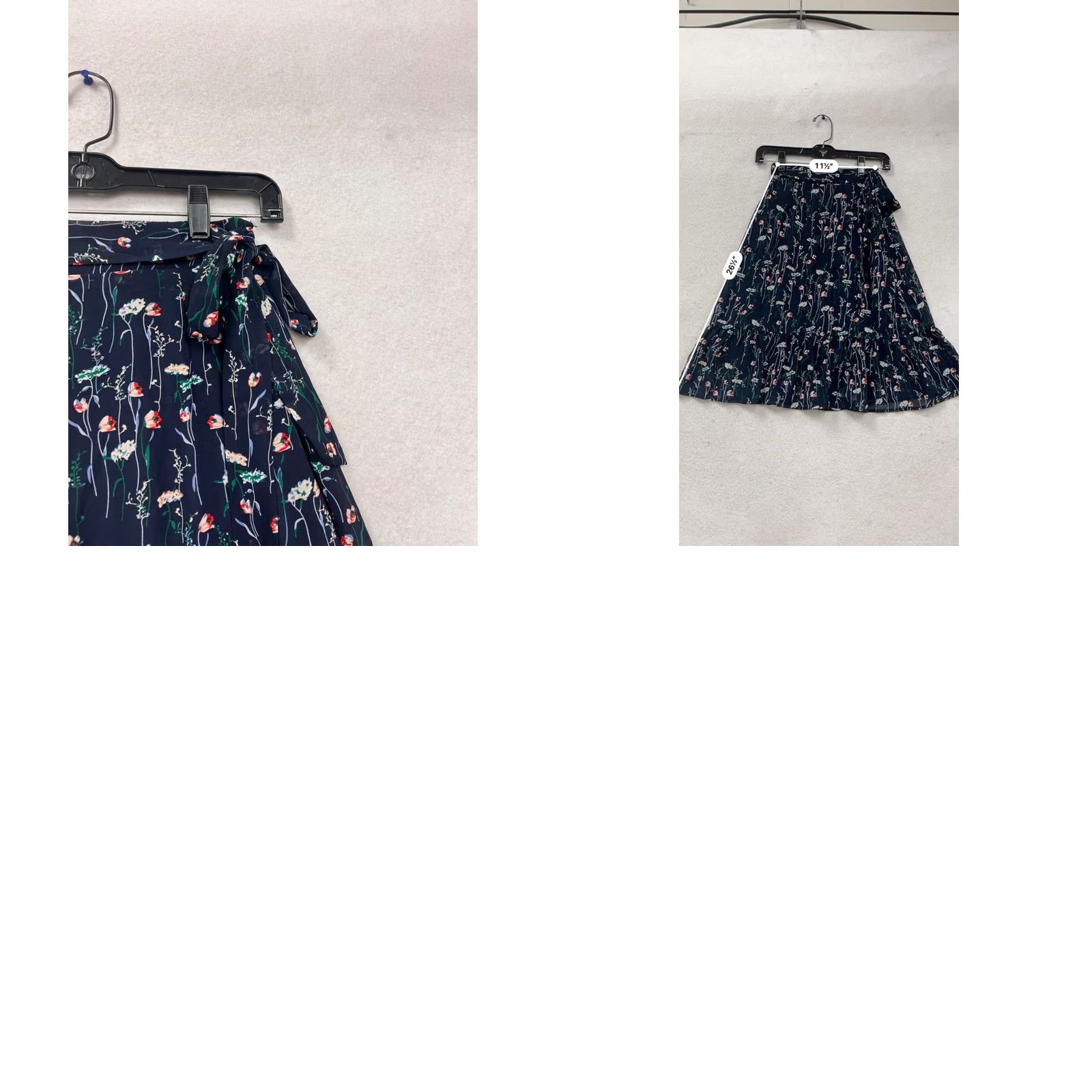 Vintage Roolee XS Floral Ruffle Midi Skirt Navy Womens XS Skirt Midi Floral Print 409A Size 26" / US 2 / IT 38 - 8 Thumbnail
