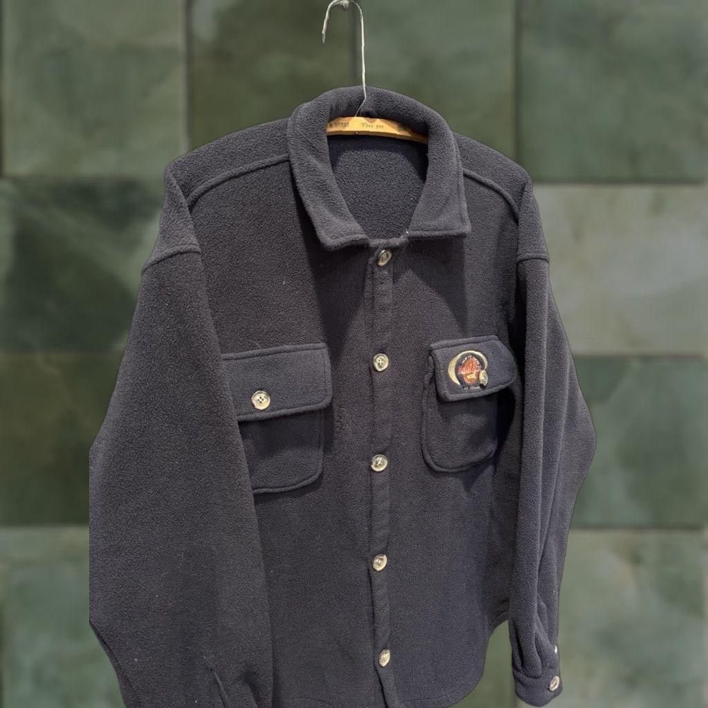 Hard Rock Cafe VINTAGE 90s Hard Rock Cafe Fleece Button-Up Shirt Men M Blue Long Sleeve 29in 24in Mens Size US M / EU 48-50 / 2 - 1 Thumbnail