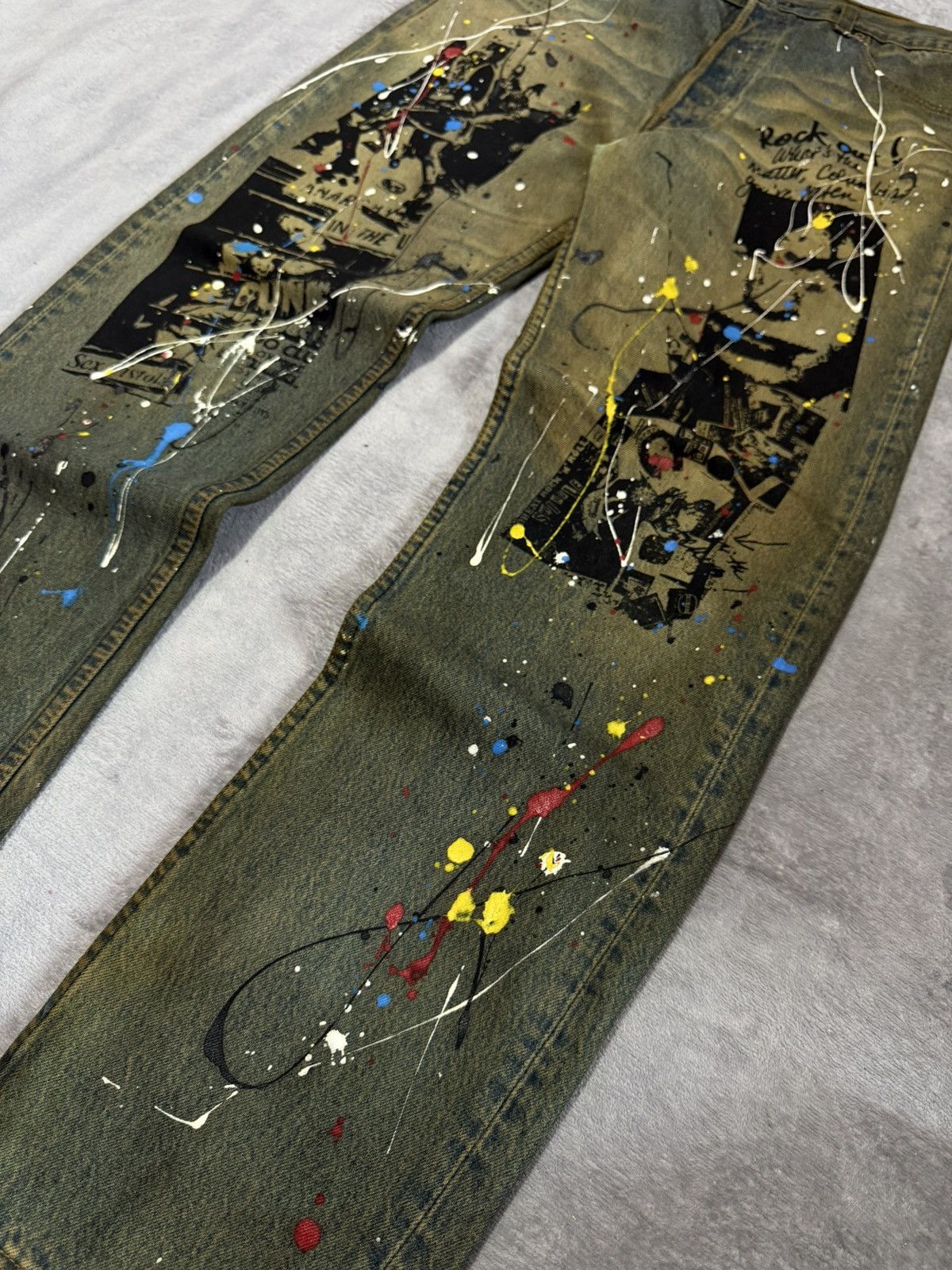 Levi's × Rei Kawakubo × Vintage Vintage LEVIS 501 Mud Wash Paint Splatter Junya Style Jeans Size US 34 / EU 50 - 4 Thumbnail