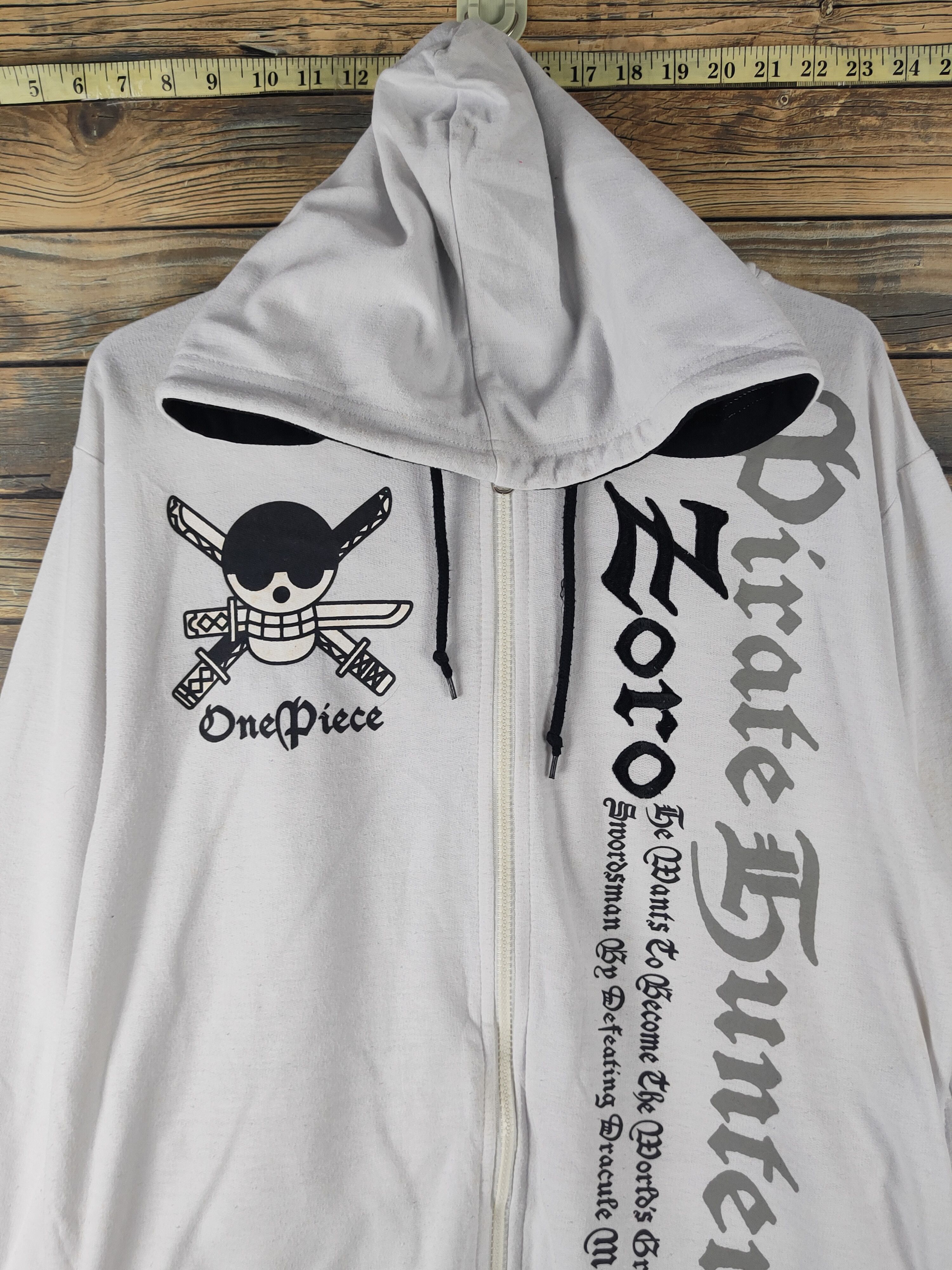 Anime DL One Piece White Zoro Hoodie Sweaters #2143 Size US L / EU 52-54 / 3 - 2 Thumbnail