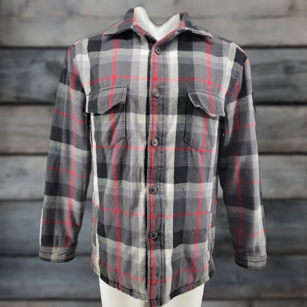 Aeropostale Aeropostale Flannel Jacket Men's Small Sherpa Lined Gray & Black Plaid Shirt Button-Up Hooded Pockets Fall Winter Multicolor Regular Size US S / EU 44-46 / 1 - 1 Thumbnail