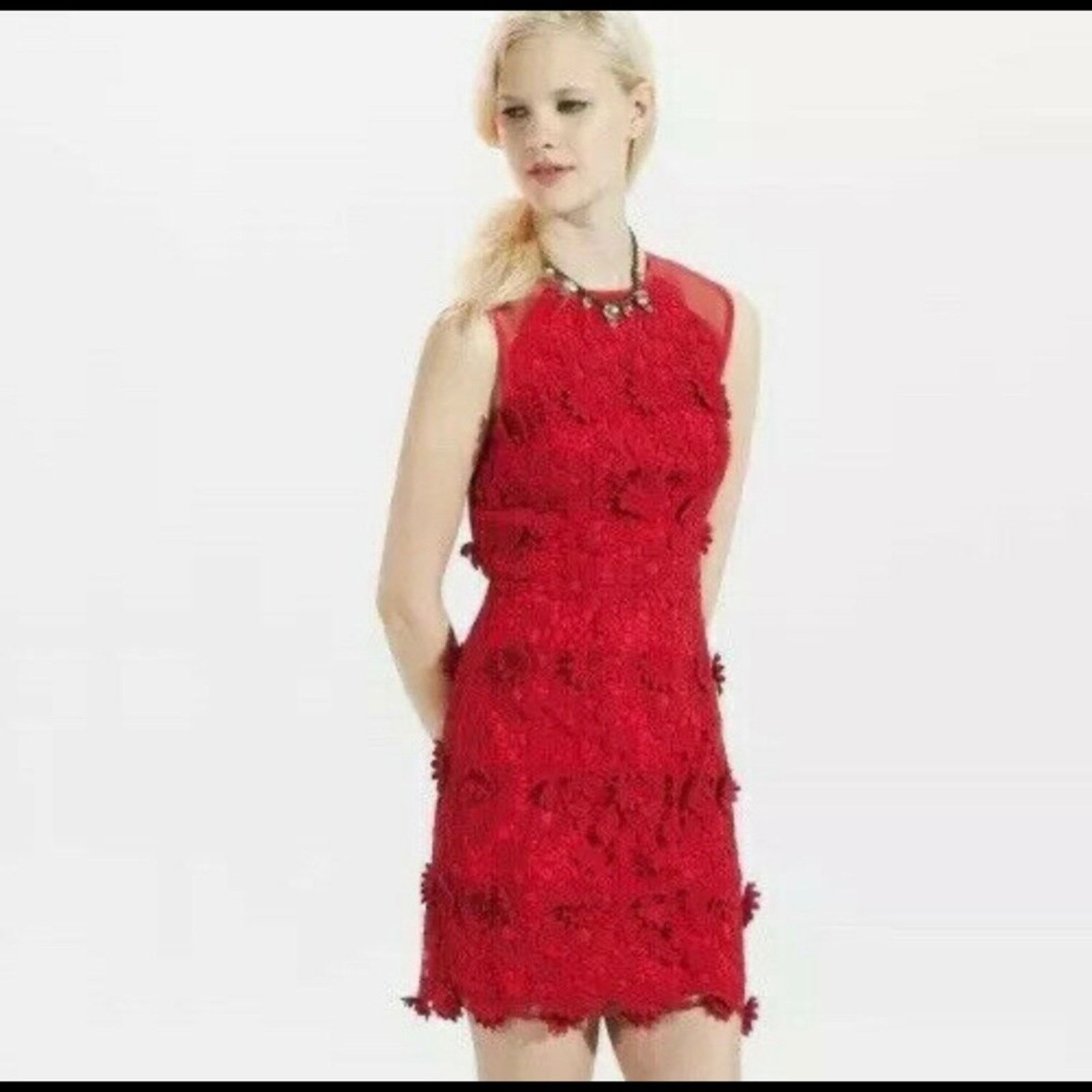 Anthropologie Anthropologie Thistlepearl red floral lace mini dress size 4 Size S / US 4 / IT 40 - 1 Thumbnail