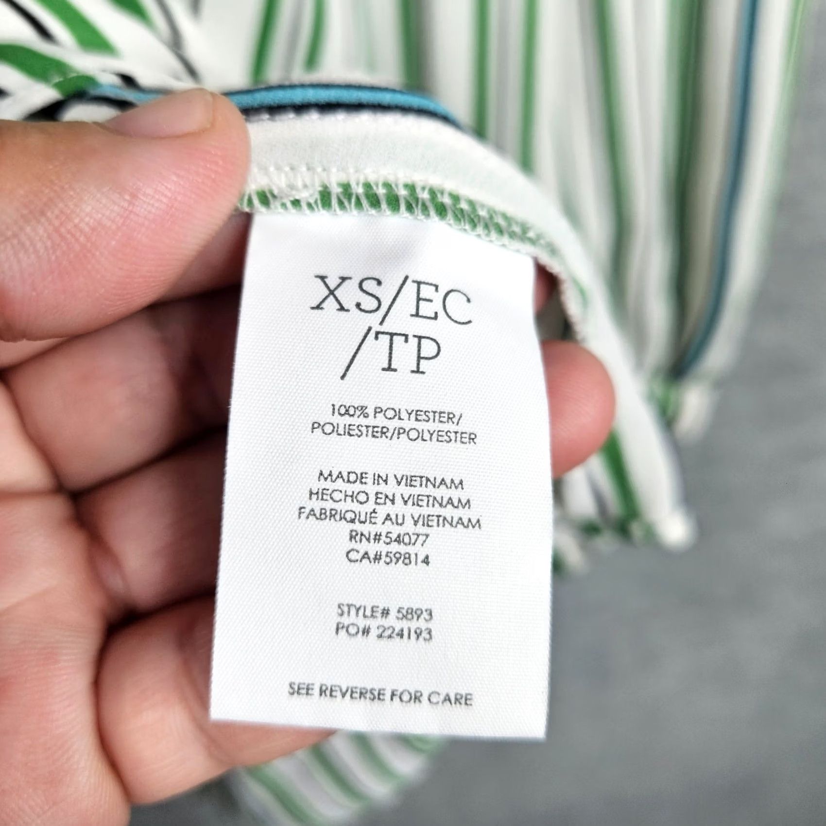 Vintage Cabi Shirt XS Green Black White Stripes 3/4 Sleeve V-Neck Blouse Womens Regular Pattern Solid Casual Sleeve Polyester Size XS / US 0-2 / IT 36-38 - 6 Thumbnail