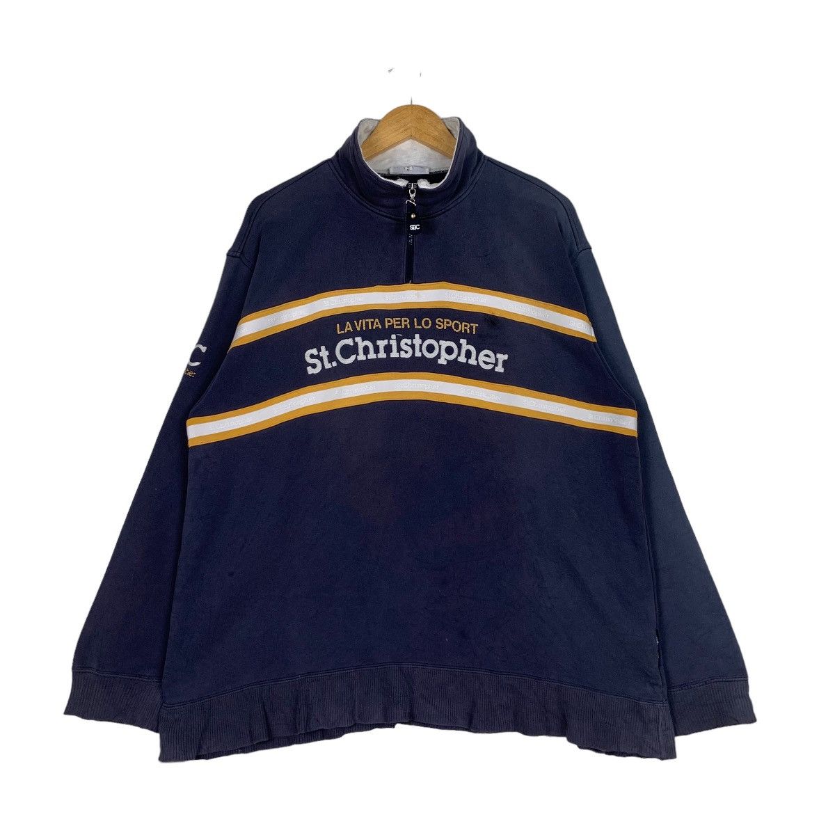 Vintage ST. CHRISTOPHER Embroidery Logo Half Zip Sweater #0960-C43 Size US L / EU 52-54 / 3 - 1 Thumbnail