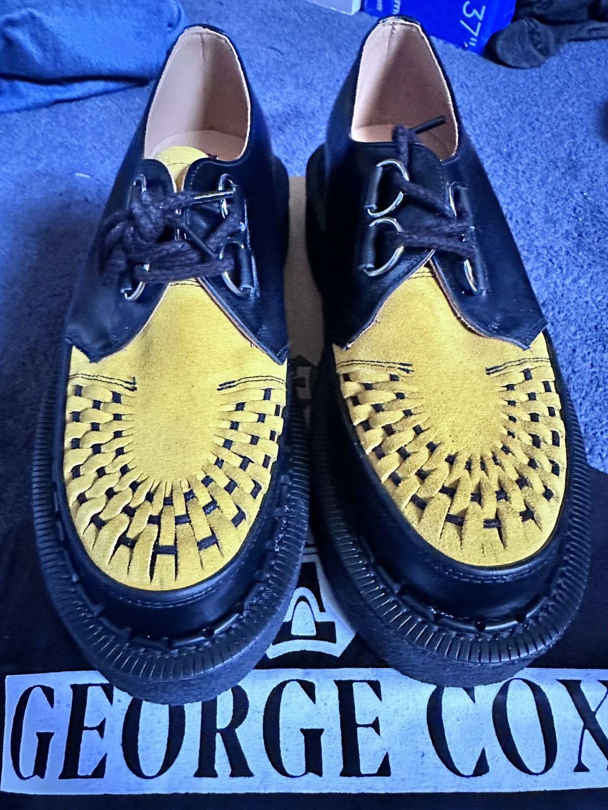 image of George Cox Skipton Black Mustard Shoes in Black/Yellow, Men's (Size 10)