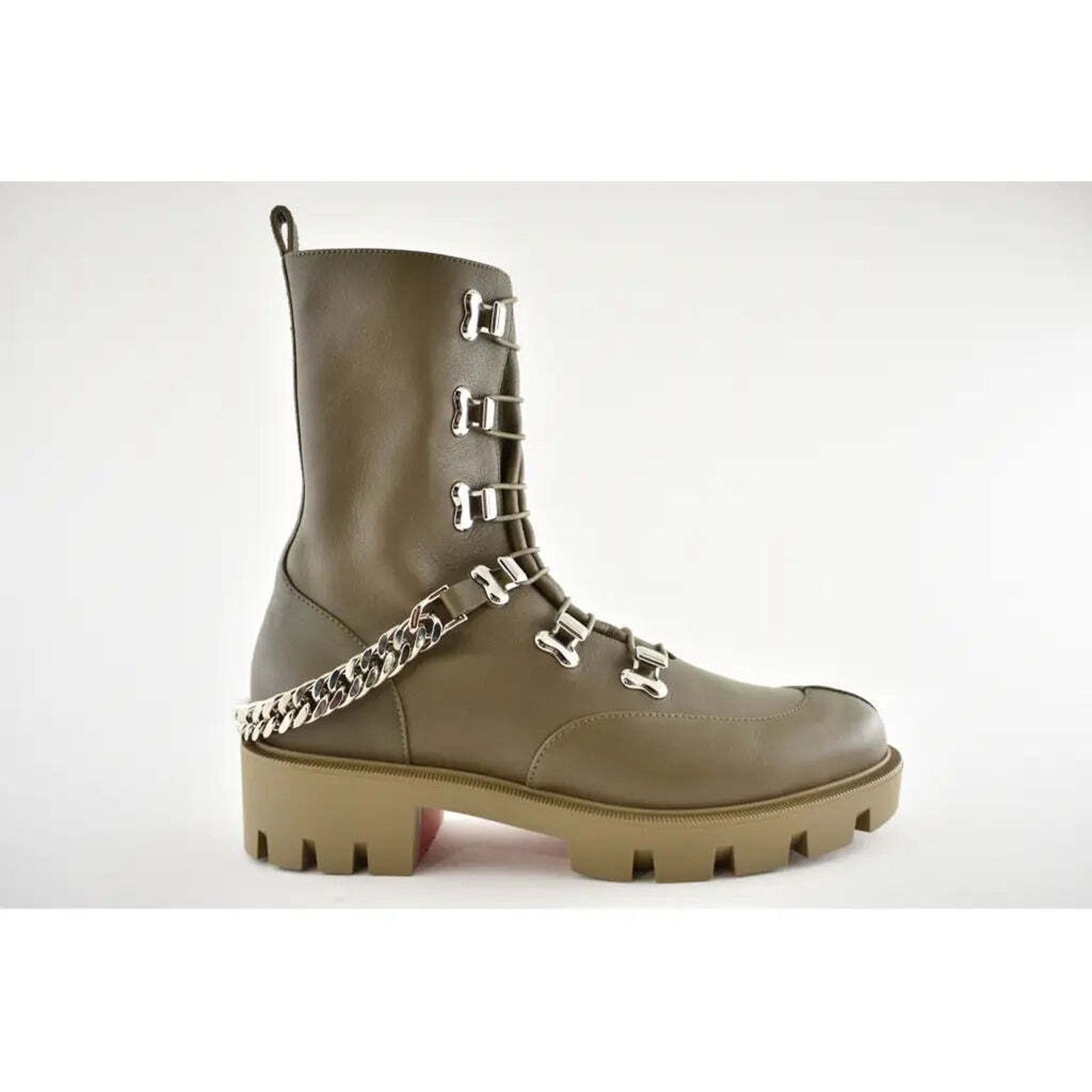 Christian Louboutin Christian Louboutin Horse Flat Silex Grey Leather Combat Size US 6 / IT 36 - 2 Thumbnail