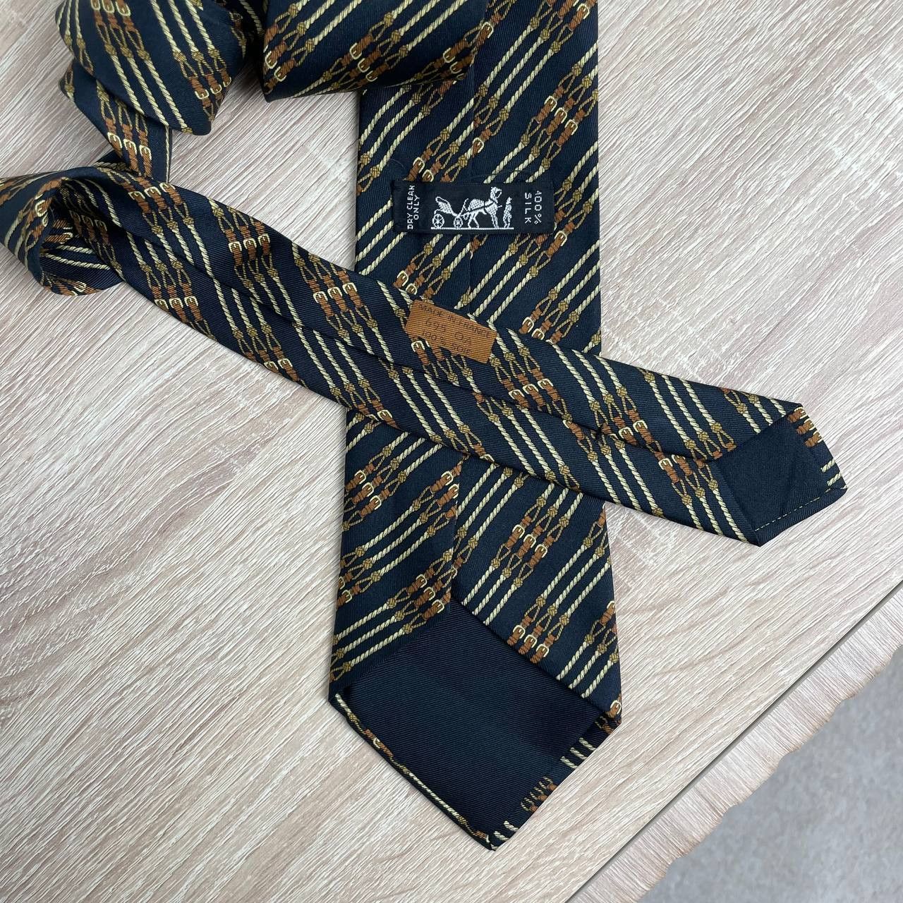 Hermes Hermes Paris Silk Tie 695 OA Belts Black Size ONE SIZE - 3 Thumbnail