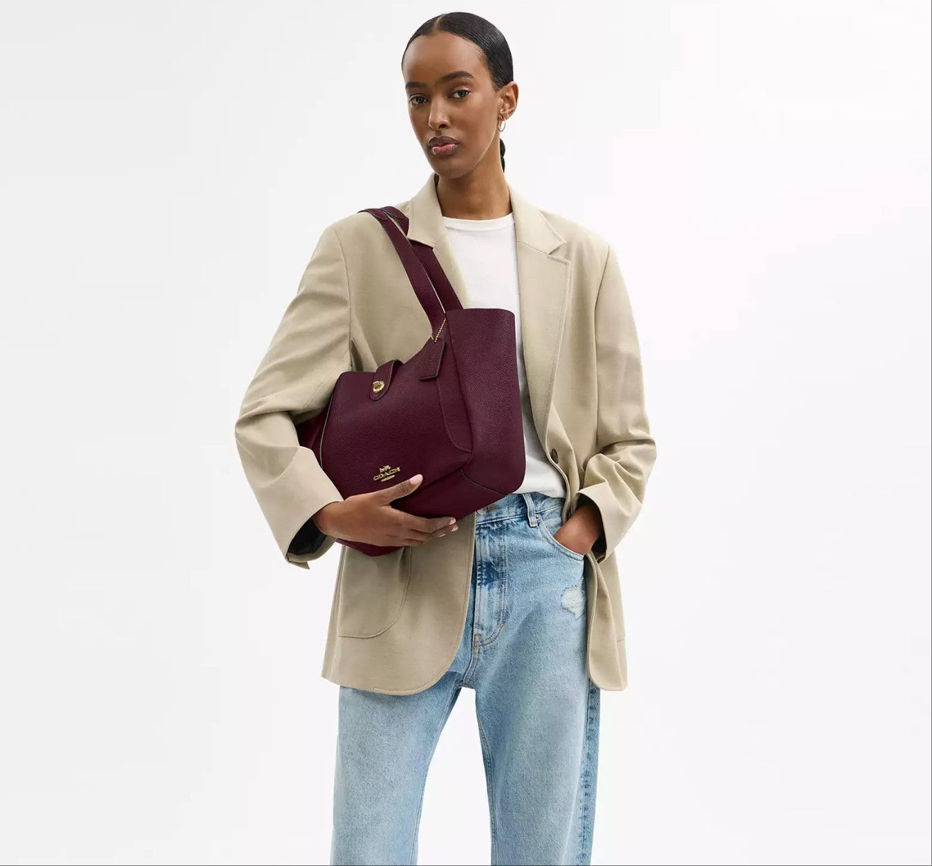 Coach Hadley Turnlock Tote Bag CAL17 Dark Wine Size ONE SIZE - 7 Thumbnail