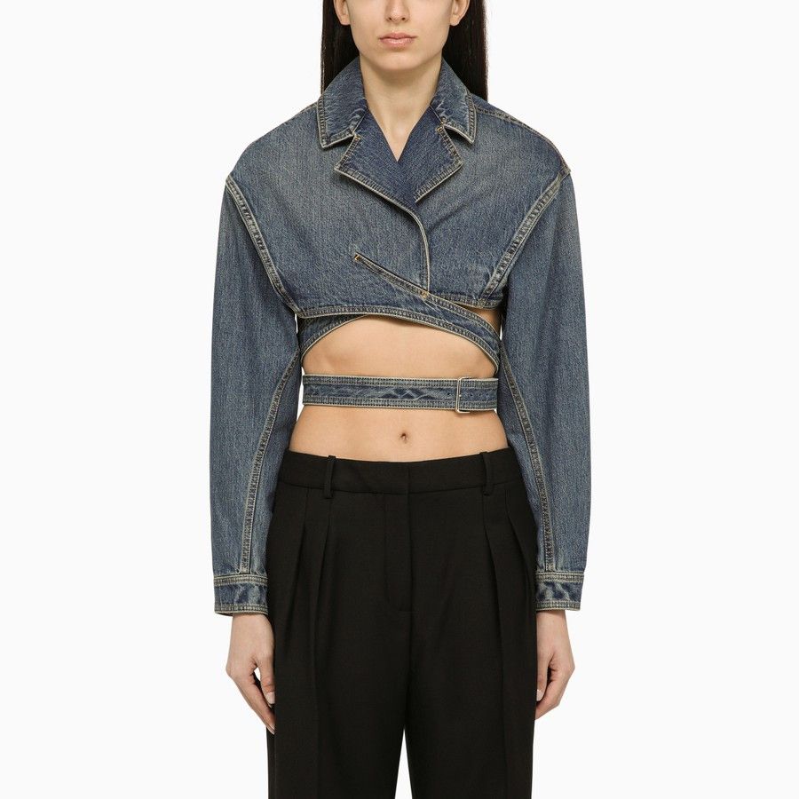 image of Alaia O1D2Blof0124 Denim Jacket In Blue, Women's (Size XS)